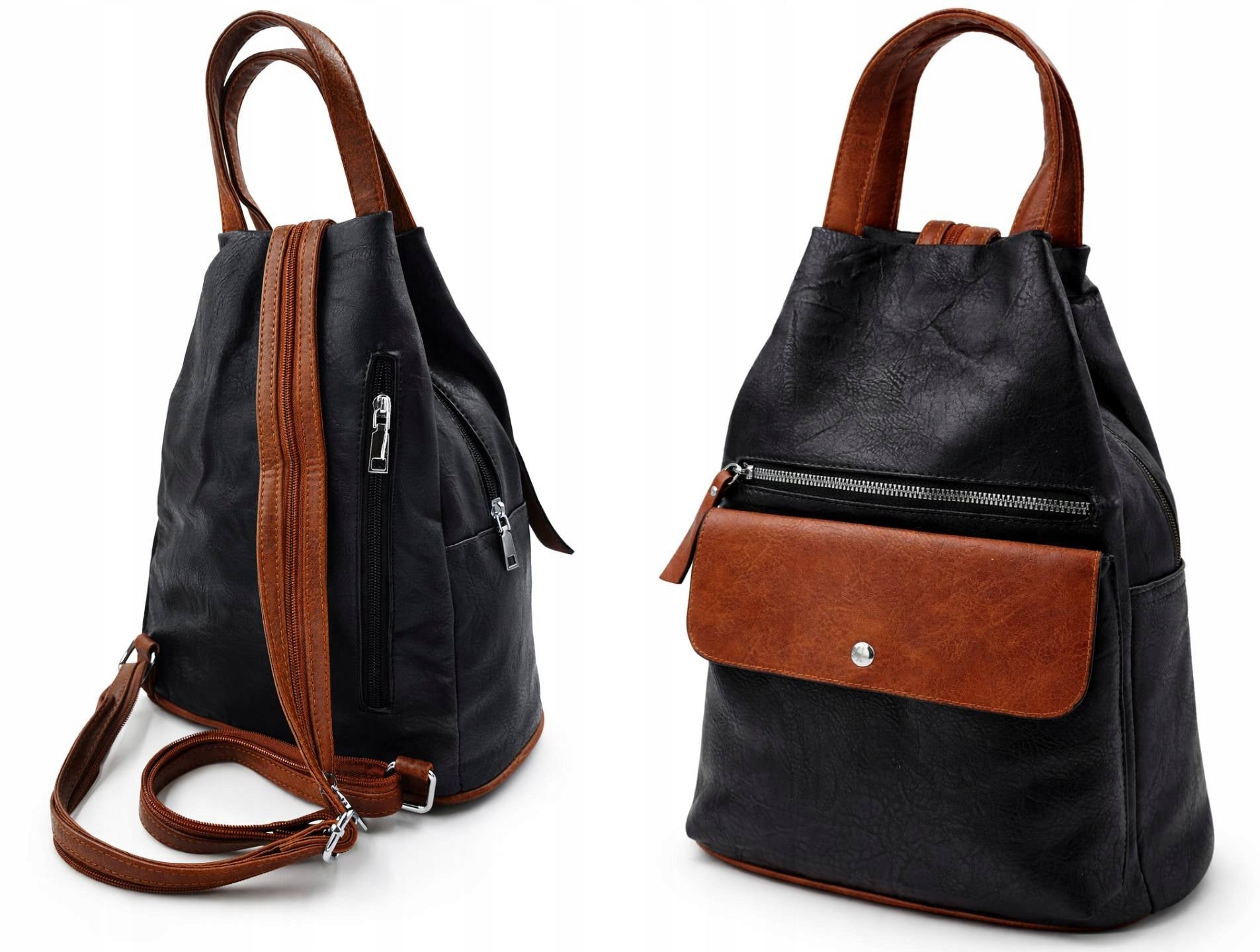 Marco Contti Women's Backpack Elegant Black Backpack Bag Eco Leather