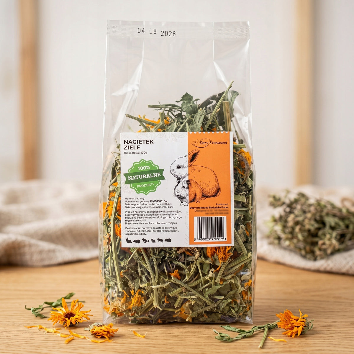 Marigold Herb for Rabbit and Rodents 100g Natural Treat for Pupil Packaging status original
