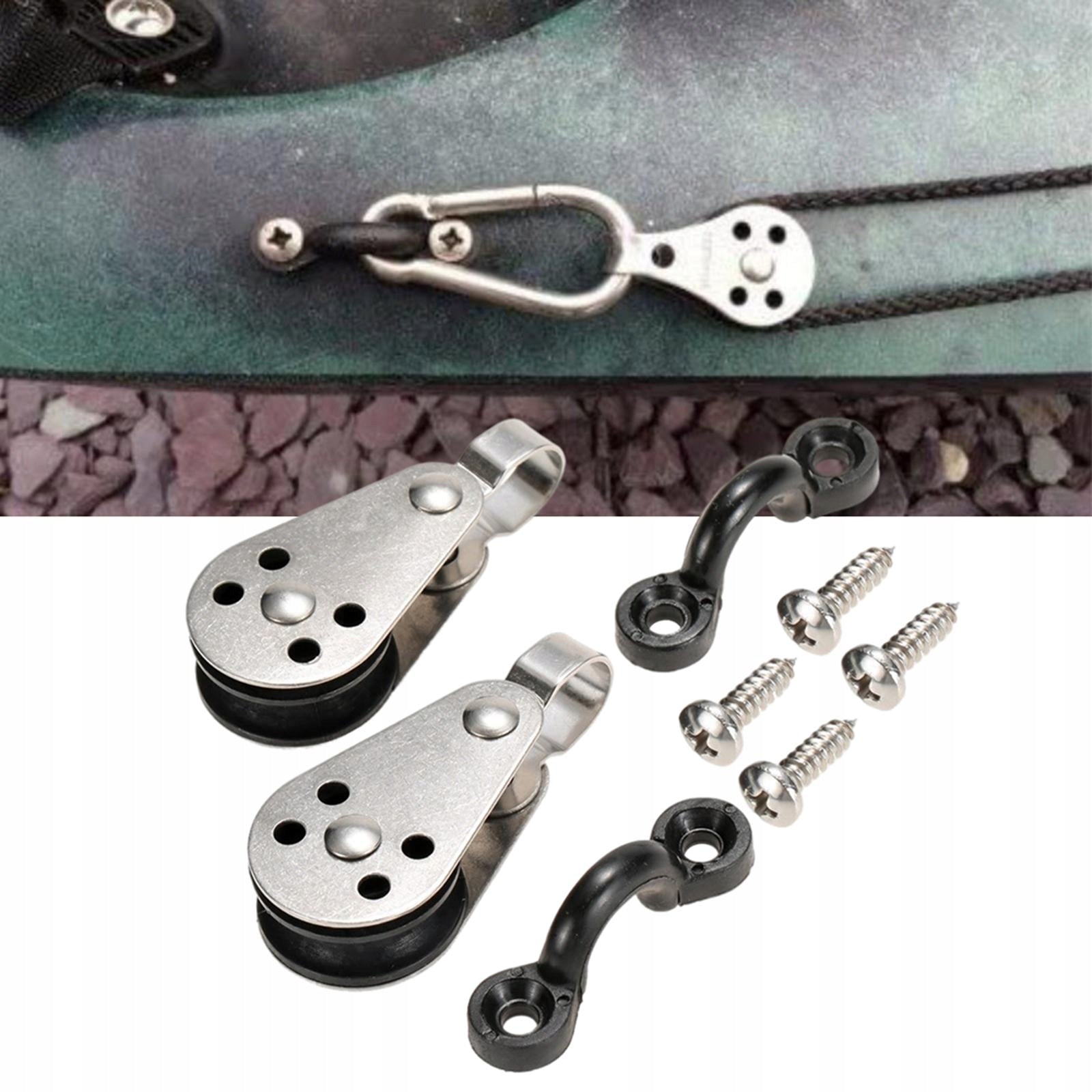 Marine Kayak Anchor Trolley 2 Pulley Blocks with Screws Hardware Material wood
