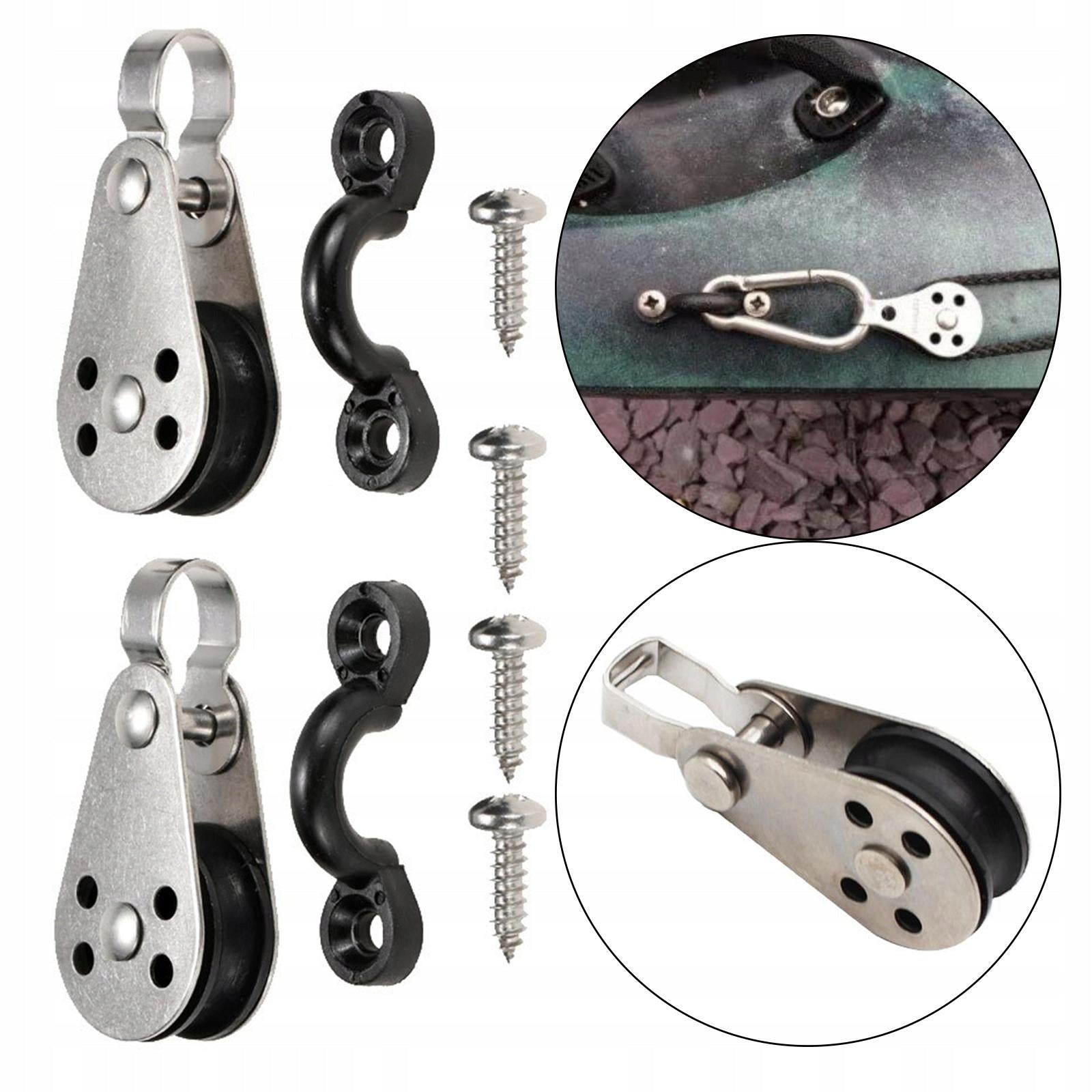 Marine Kayak Anchor Trolley 2 Pulley Blocks with Screws Hardware Model inna