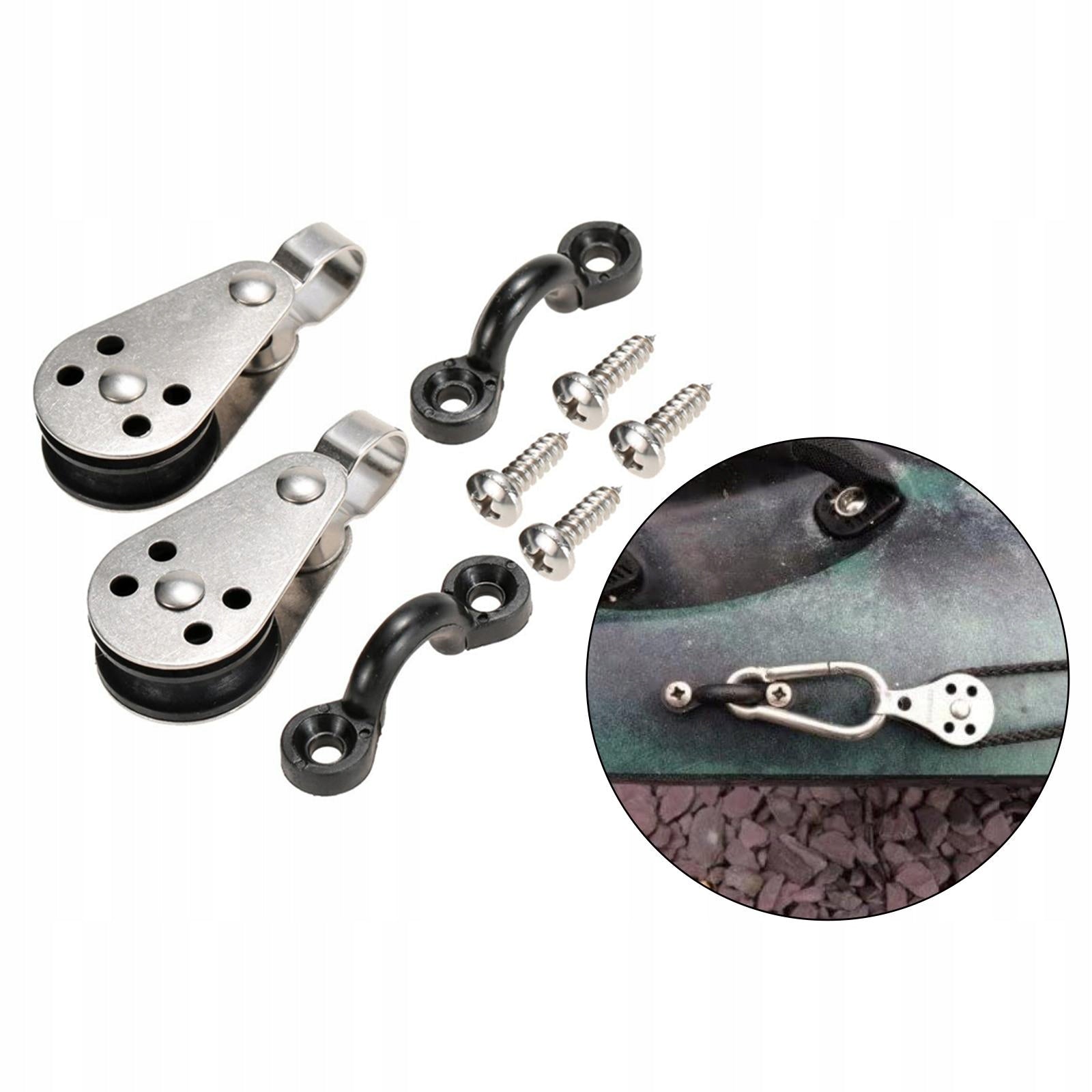Marine Kayak Anchor Trolley 2 Pulley Blocks with Screws Hardware
