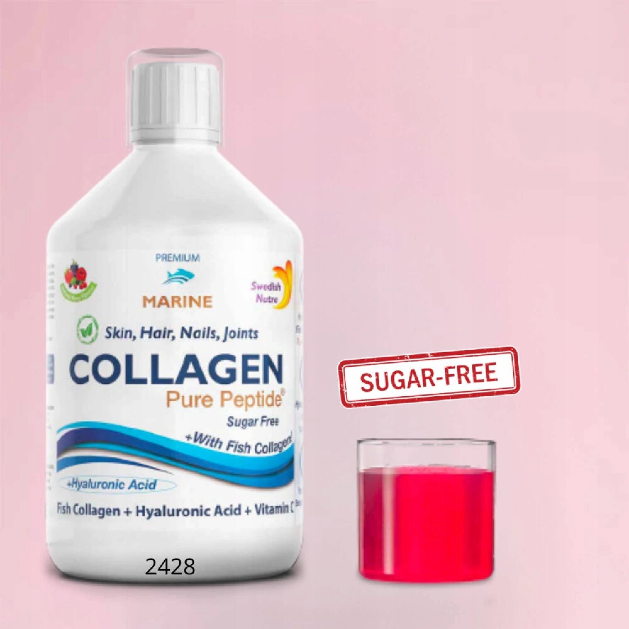 Marine collagen liquid Swedish Nutra 5000mg +hyaluronic acid 500 ml without sugar Brand Swedish Nutra
