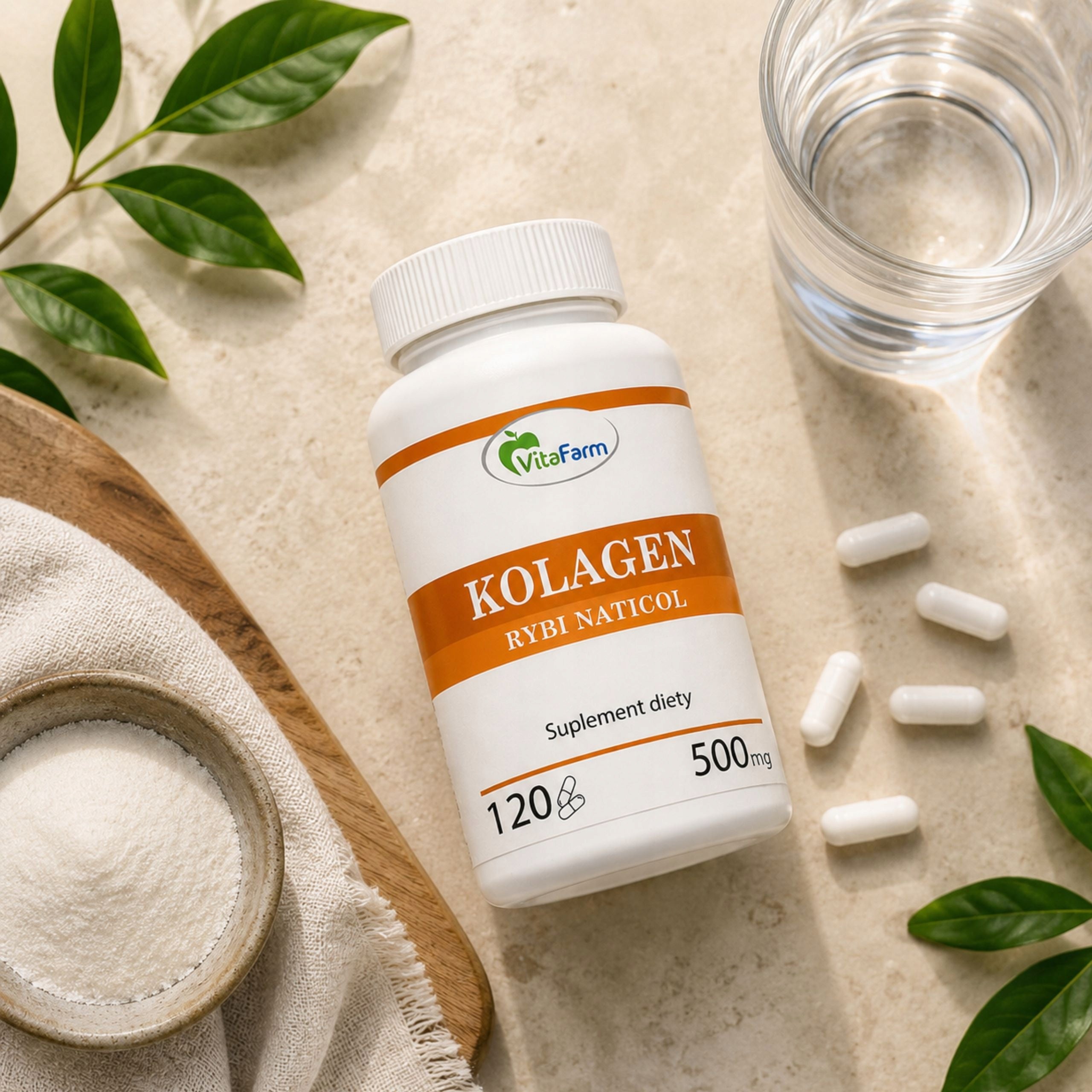 Marine fish collagen 120 kaps 500 mg skin for hair joints nails Packaging status original
