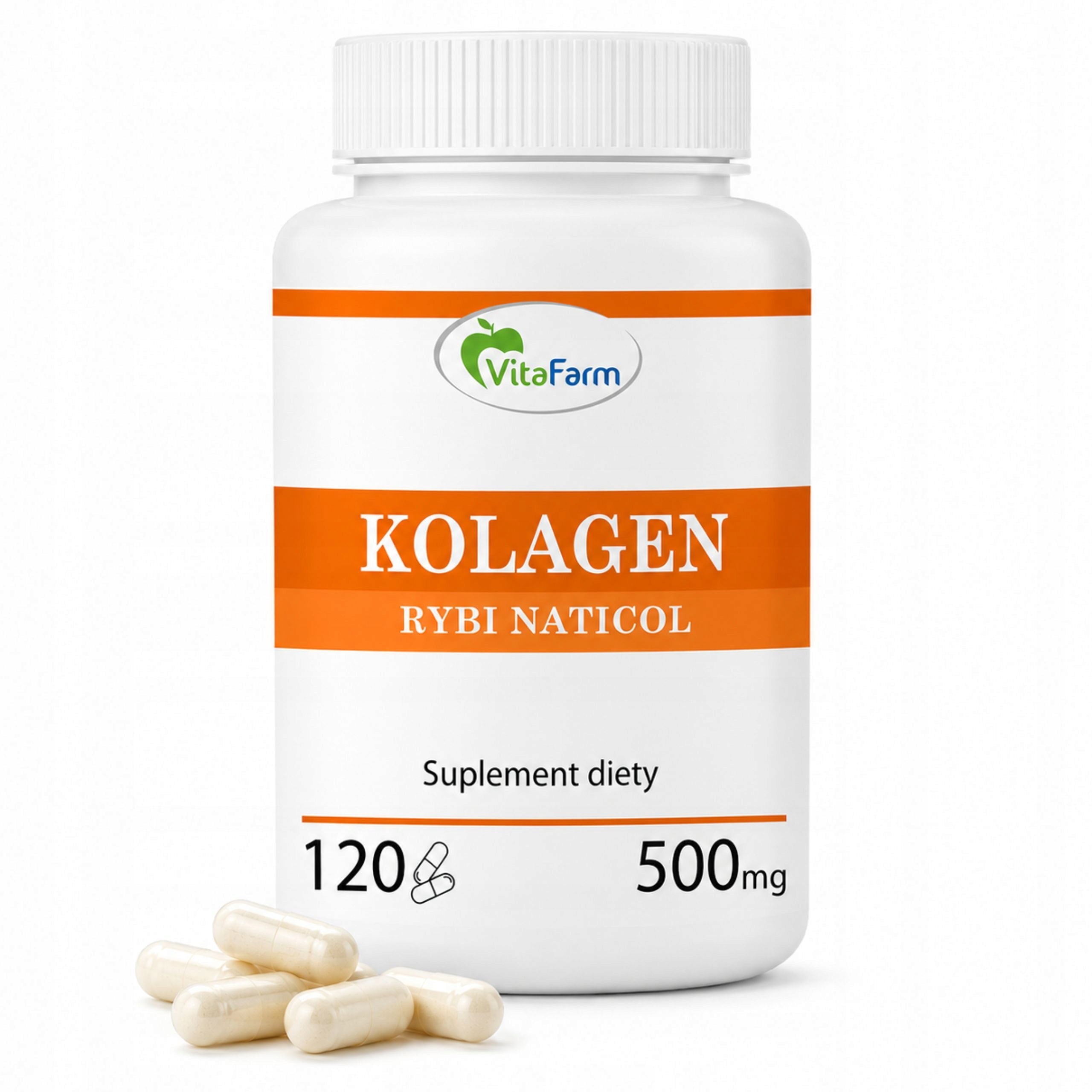 Marine fish collagen 120 kaps 500 mg skin for hair joints nails