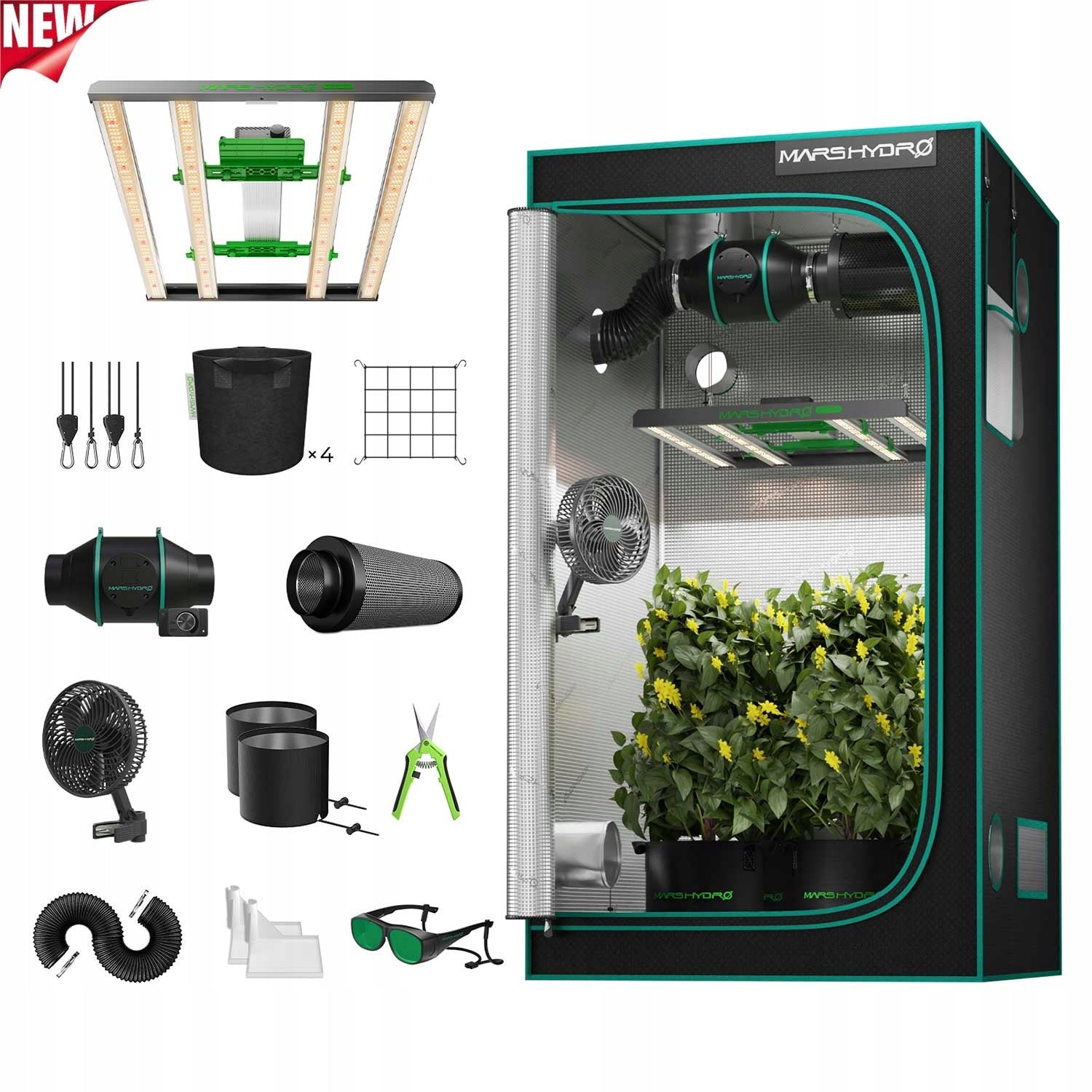 Mars Hydro 100x100x180cm Smart Growbox Grow Kit|300W EVO LED+iControl 2.0