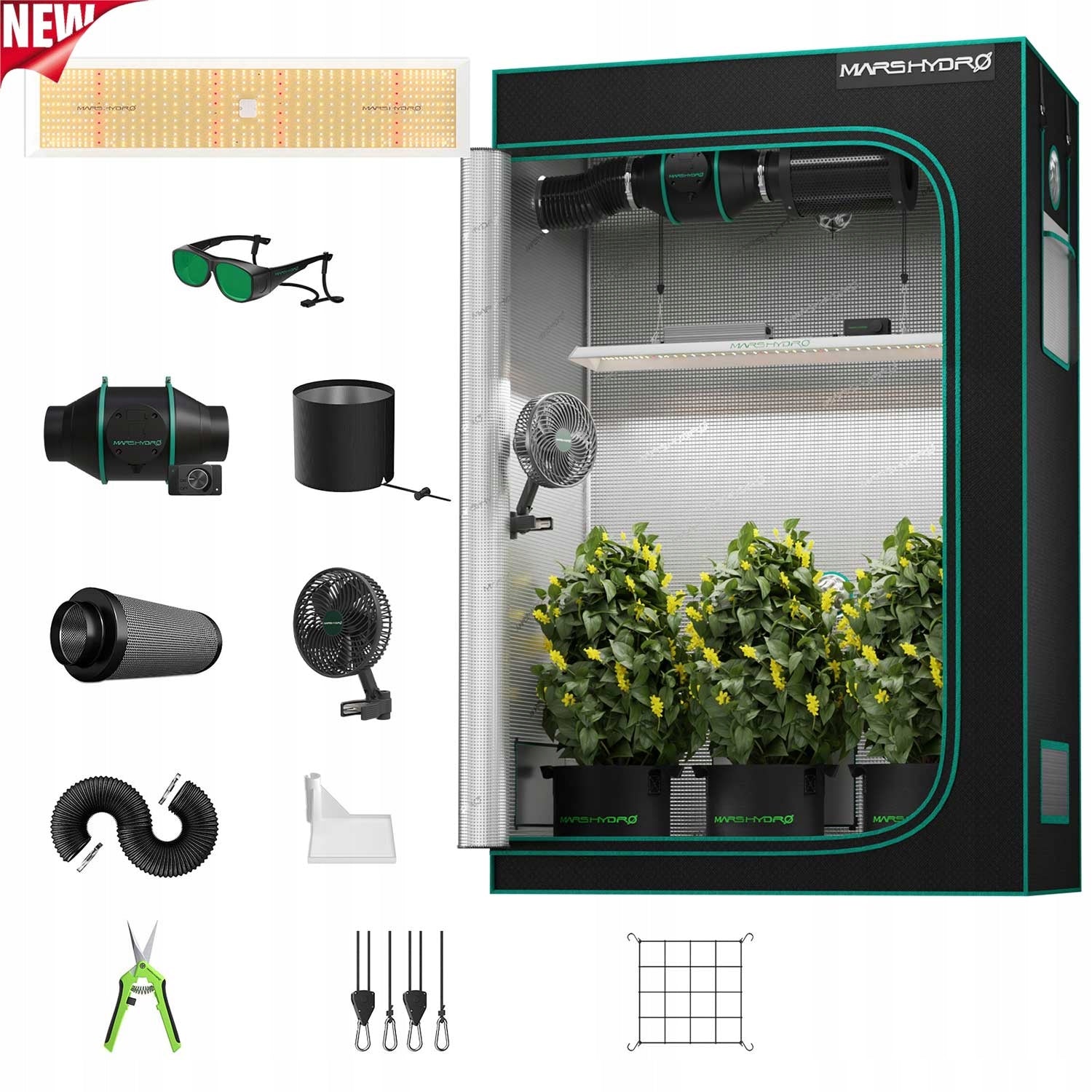 Mars Hydro 120x60x180cm Growbox Grow Kit|TSL 2000 300W LED|6” Clip on Fan