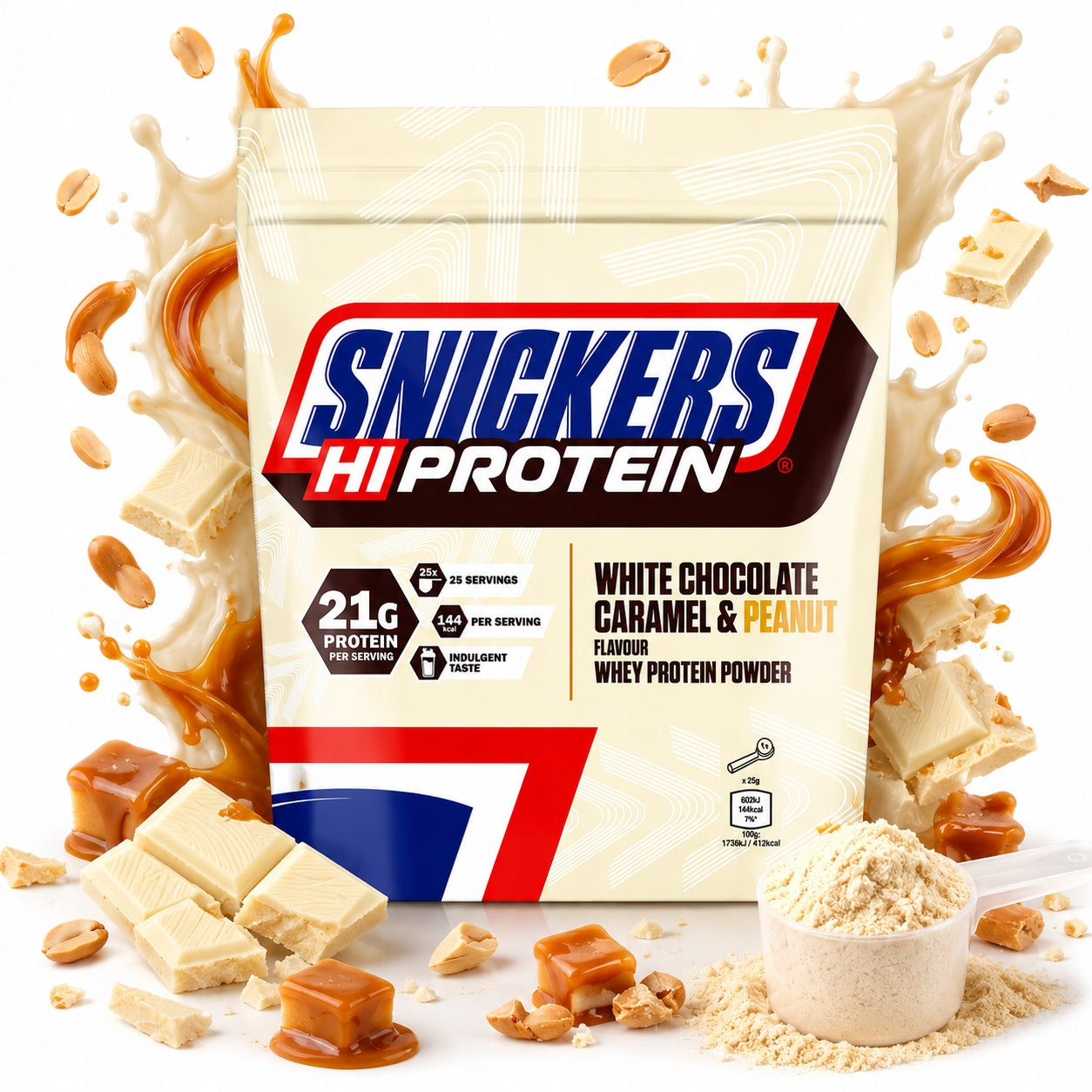 Mars Snickers WHITE Hi Protein Powder 455 g wpc concentrate white chocolate Packaging status original