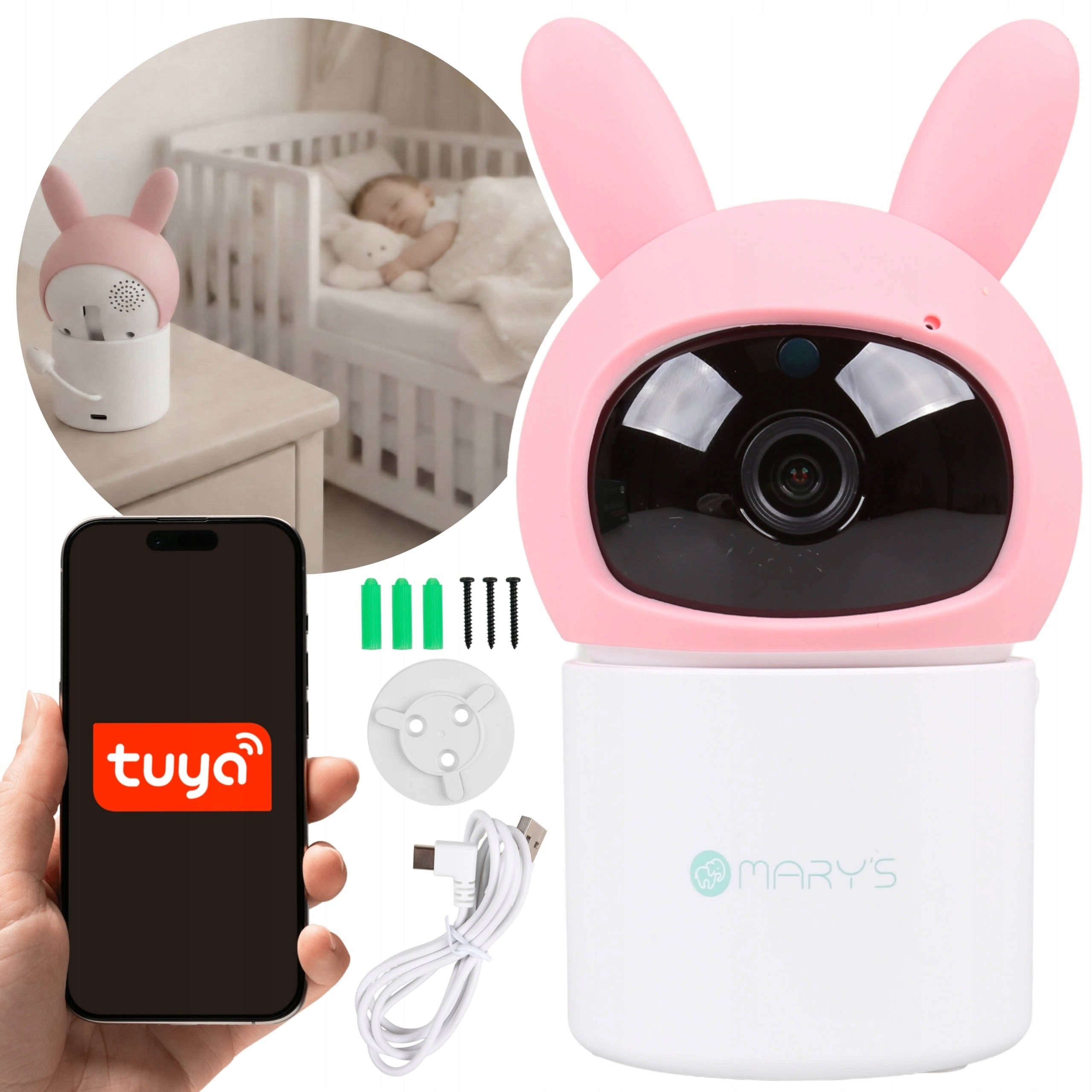 Mary’s ROTATING Nanny Electronic Baby Camera RABBIT WiFi TUYA DETE