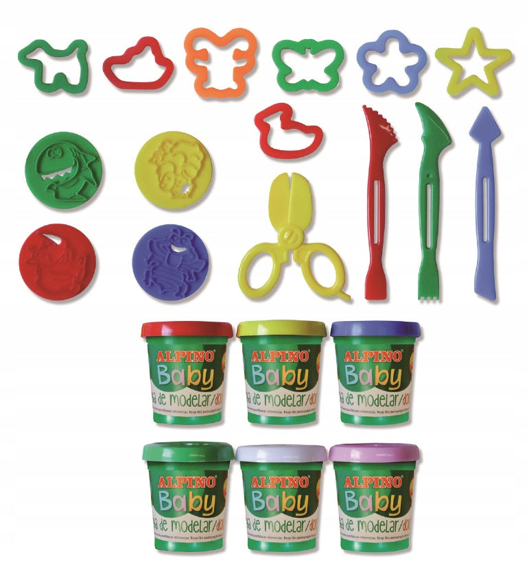 Modellierung Alpino Baby, 6 Farben x 85g + 16 Werkzeuge 