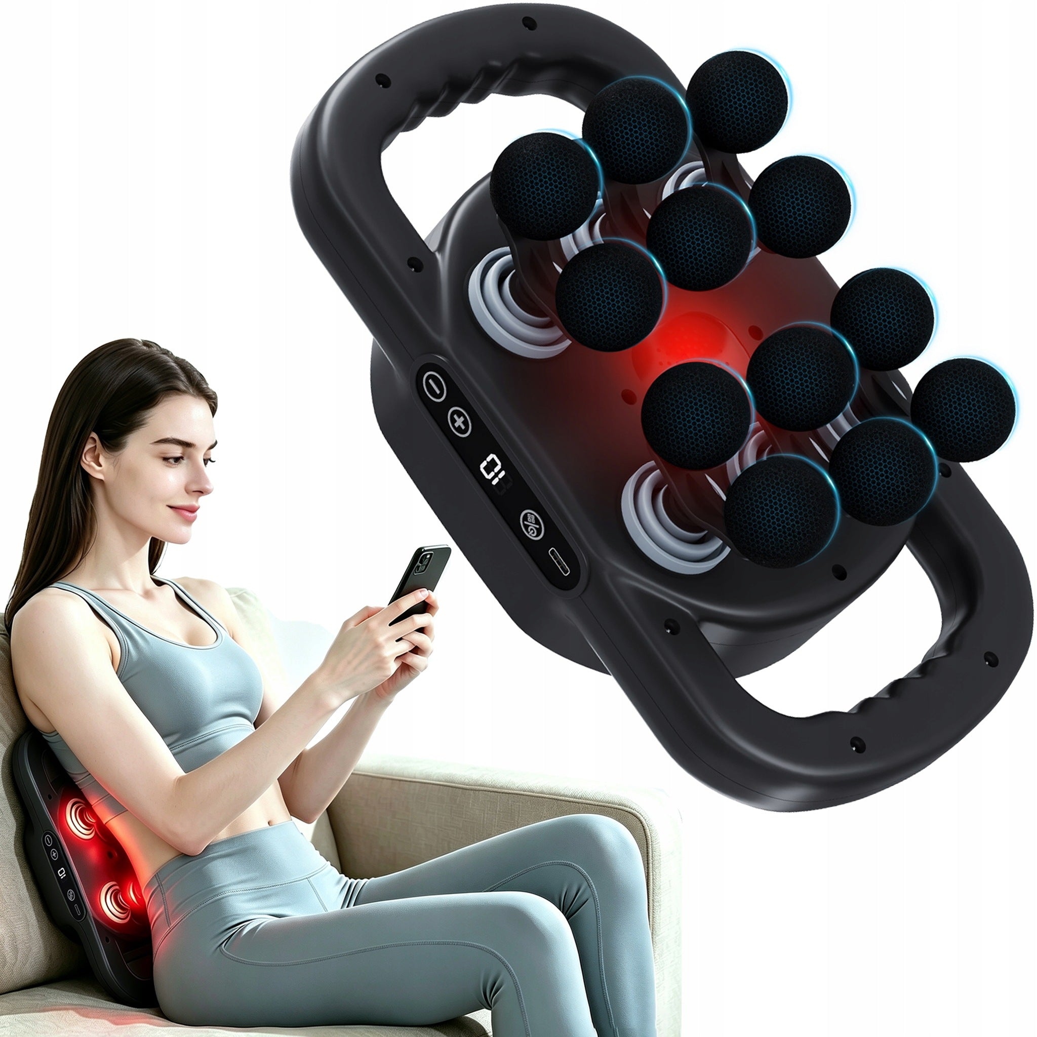 Masażer wibracyjny do ciała masażu pleców Gun masujący pistolet, 12 głowic
