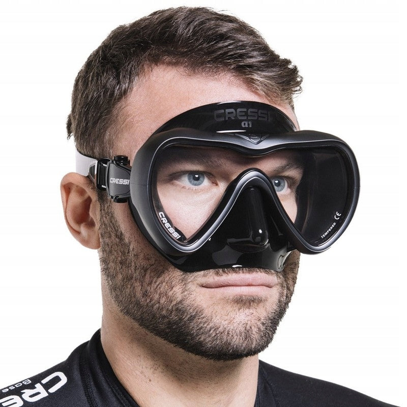 Mask / Diving Glasses - Cressi A1 - Black Blue - Anti-Fog Brand Cressi
