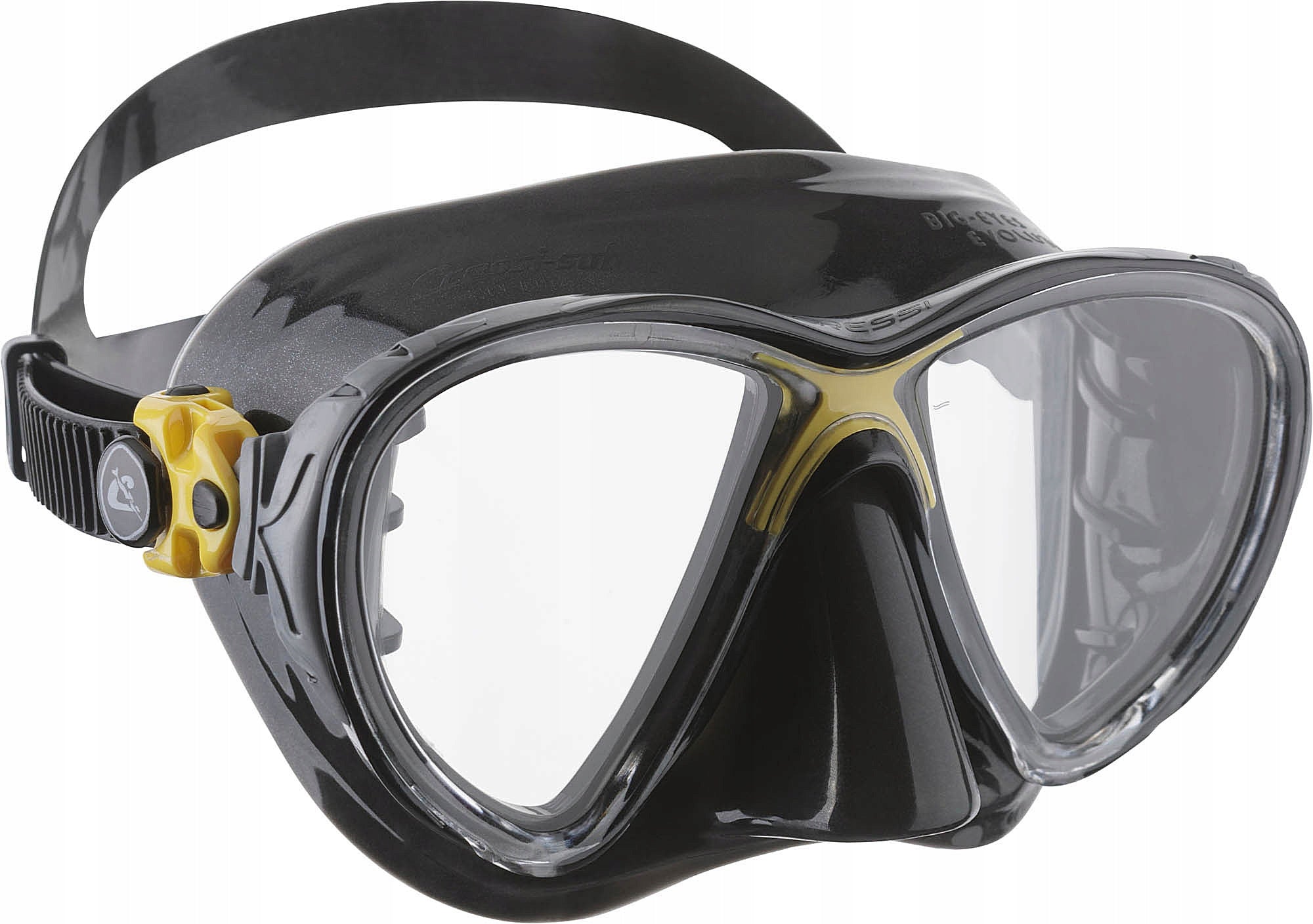 Mask / Diving Glasses - Cressi Big Eyes Evolution - Yellow DS336510 Color black