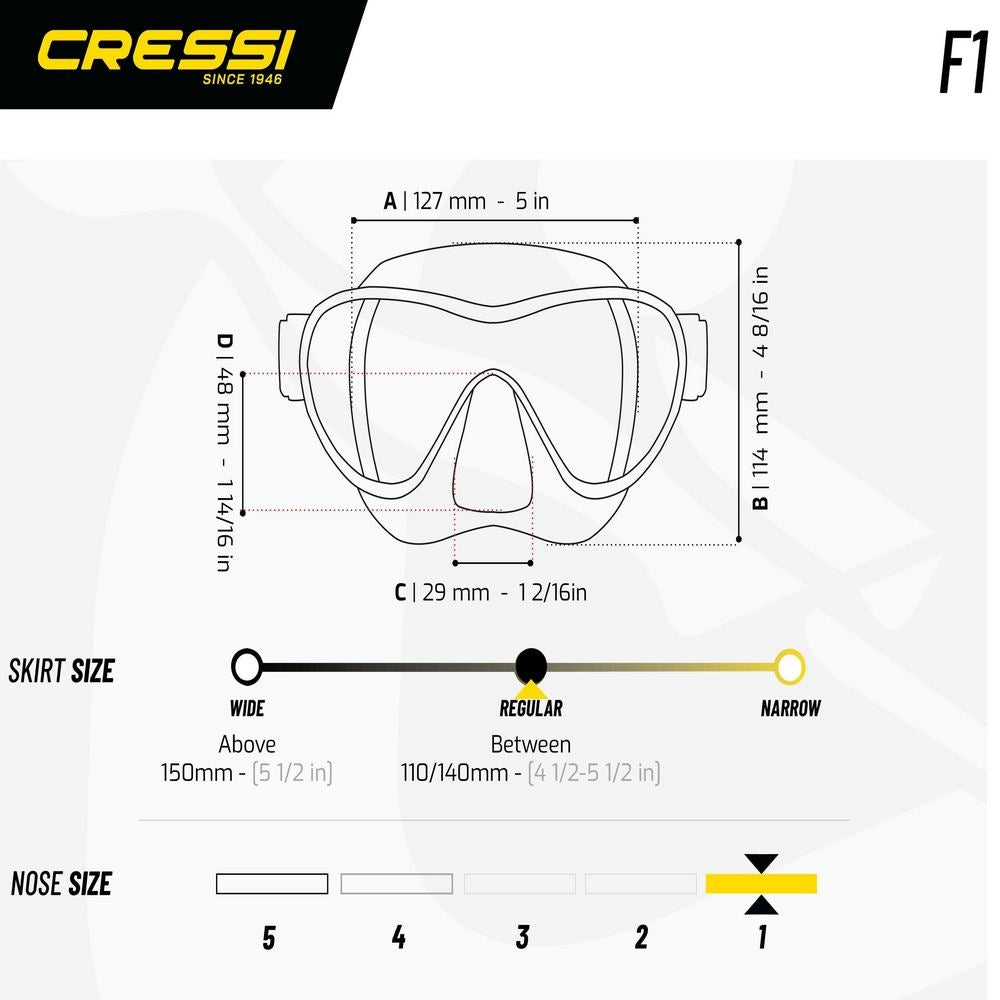 Mask / Diving glasses - Cressi F1 - Turquoise - ZDN281025 Manufacturer code F1