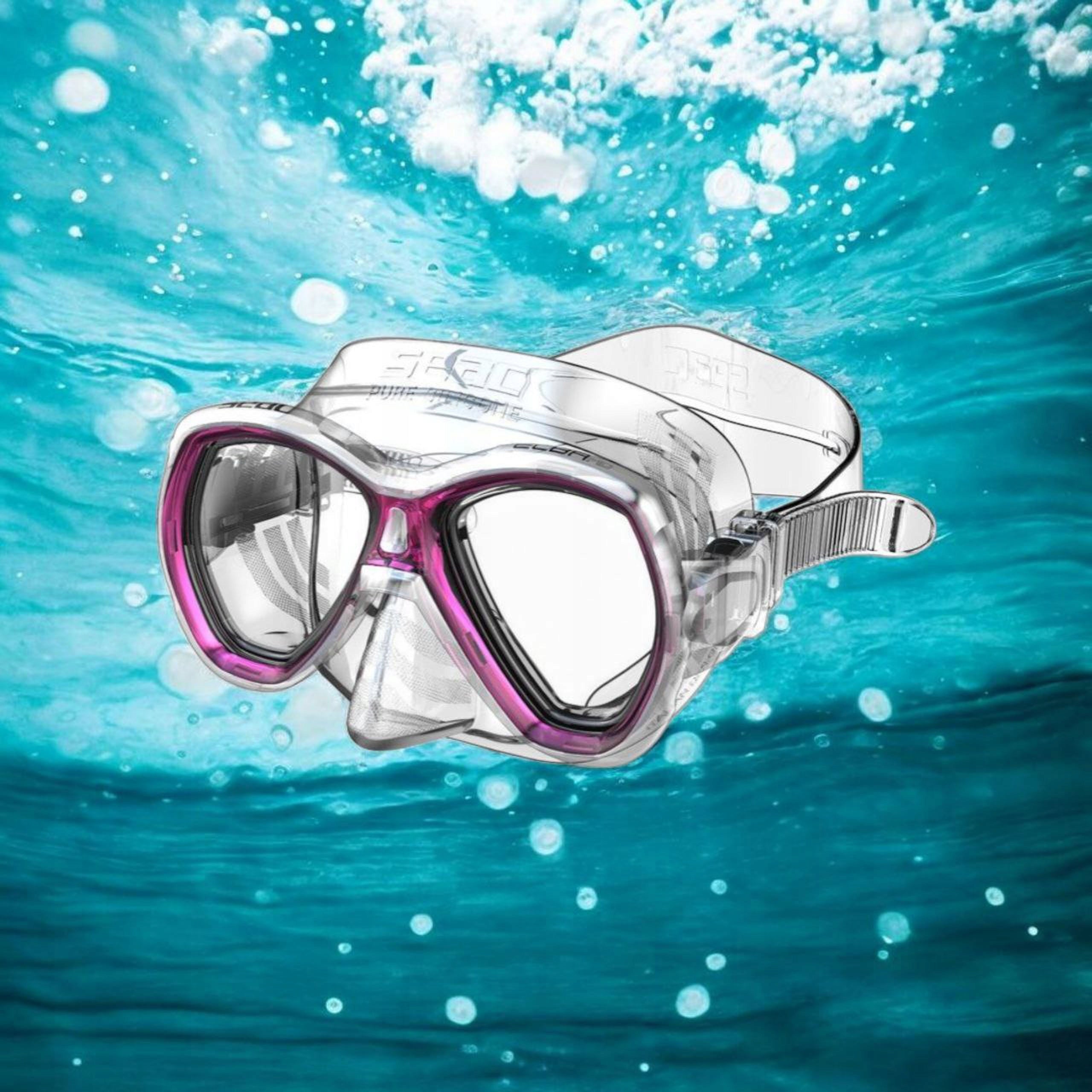 Mask SEAC ELBA MD transparent silicone frame pink for children, youth Color pink