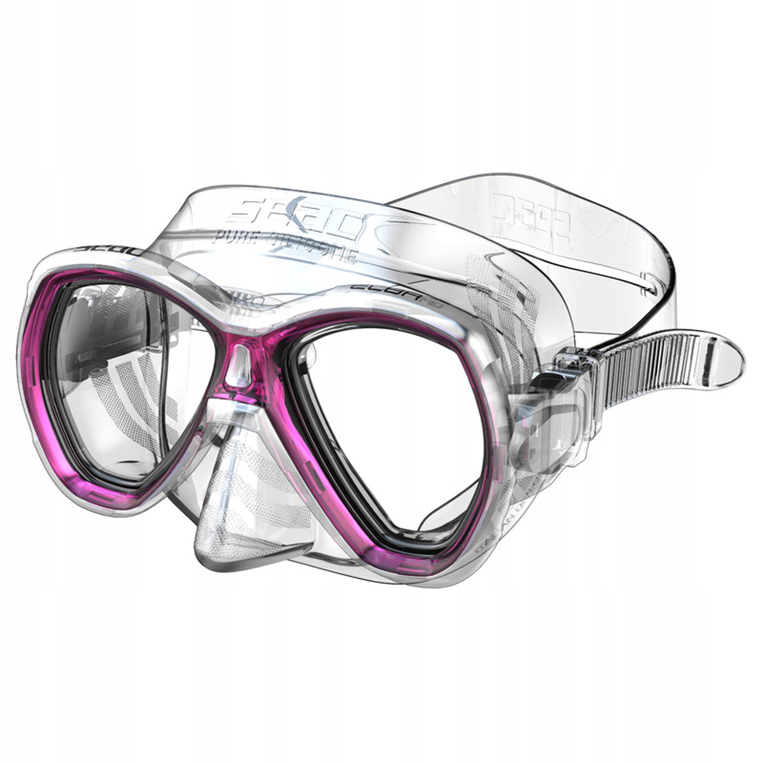 Mask SEAC ELBA MD transparent silicone frame pink for children, youth