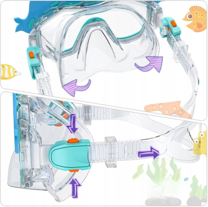 Mask diving glasses for children 4-16 years blue with dolphins Brand no brand