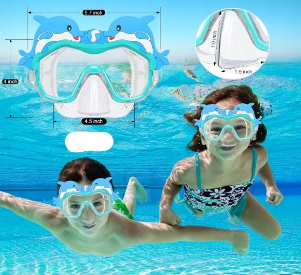 Mask diving glasses for children 4-16 years blue with dolphins Model M5111