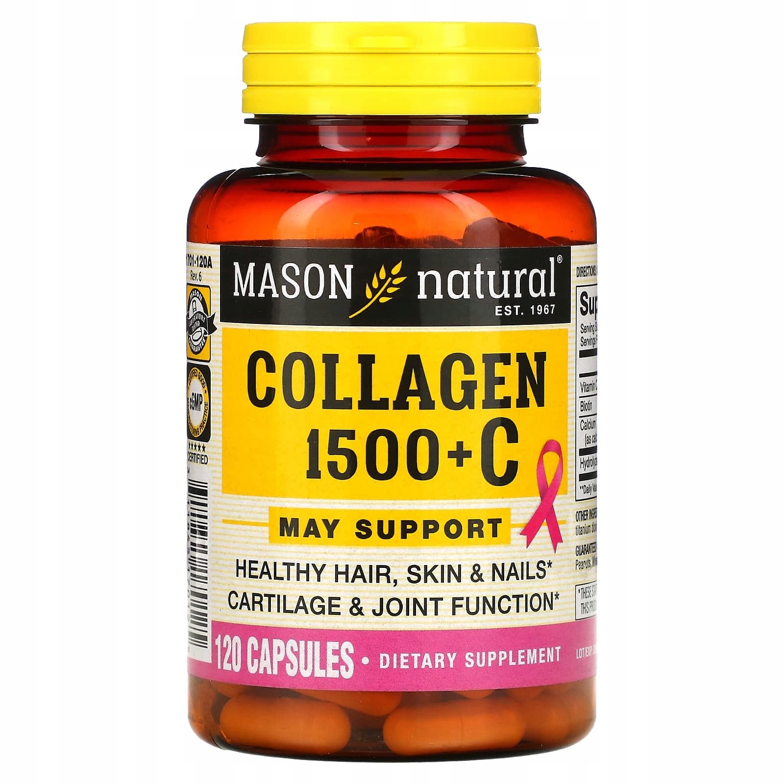 Mason Natural, Collagen 1500 + C, 120 capsules