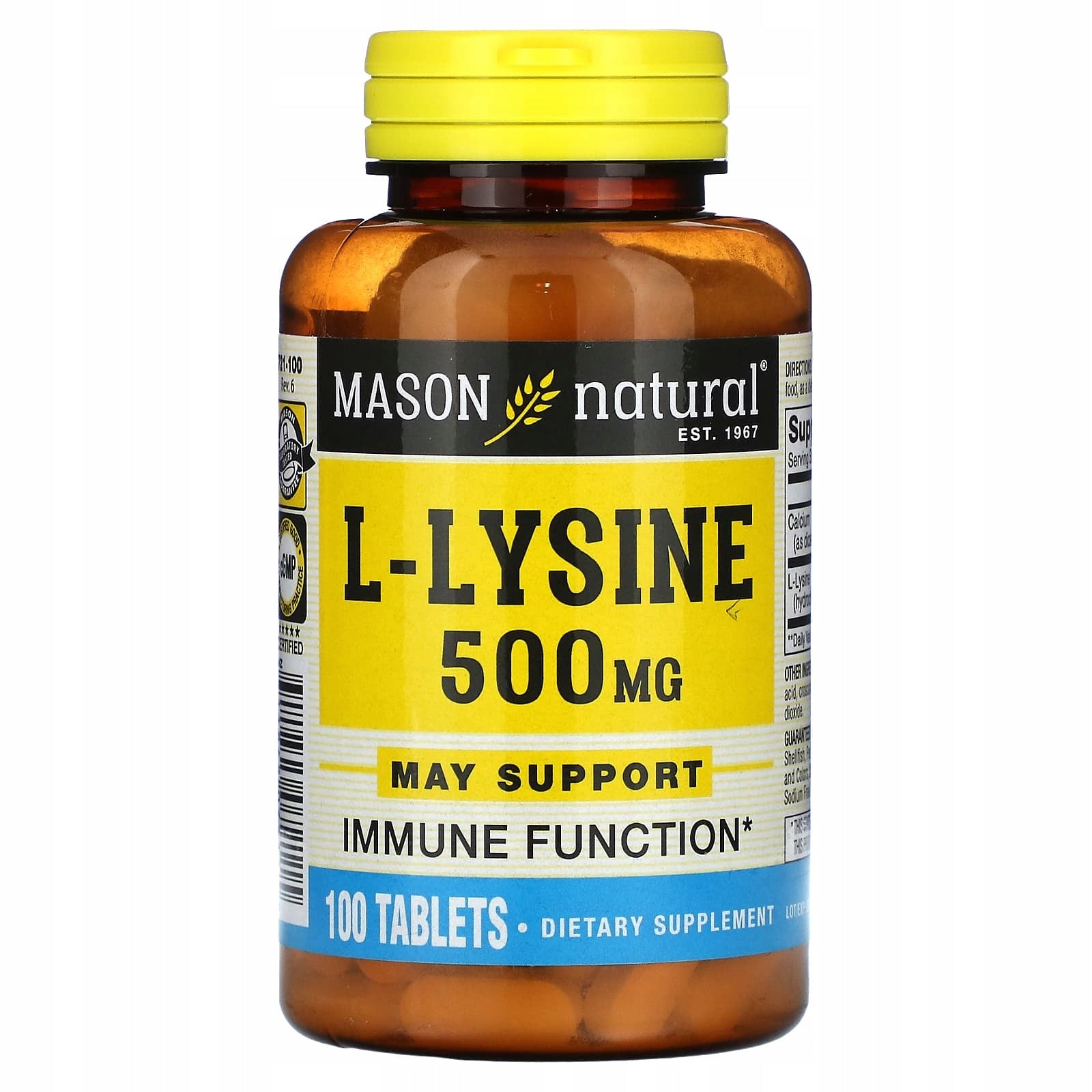 Mason Natural, L-lysine, 500 mg, 100 tablets