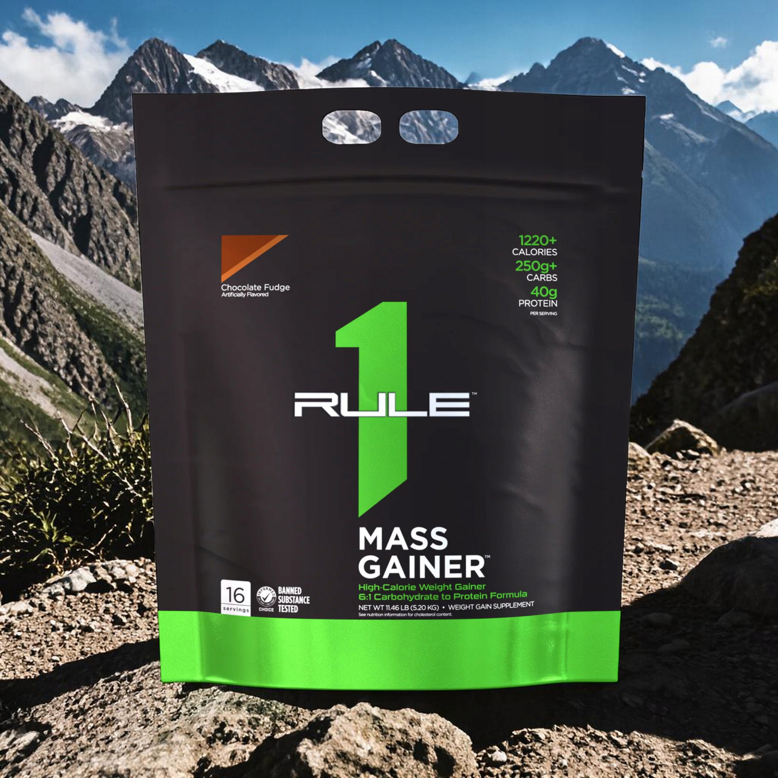 Mass Gainer 5200g Protein Whey Muscle Mass Chocolate RULE 1 R1 Packaging status original