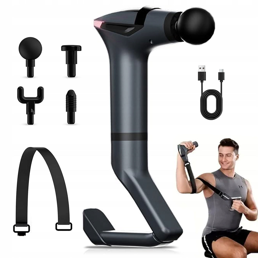 Massage Gun 12 Levels, Detachable Handle, LCD, USB, 4 Heads