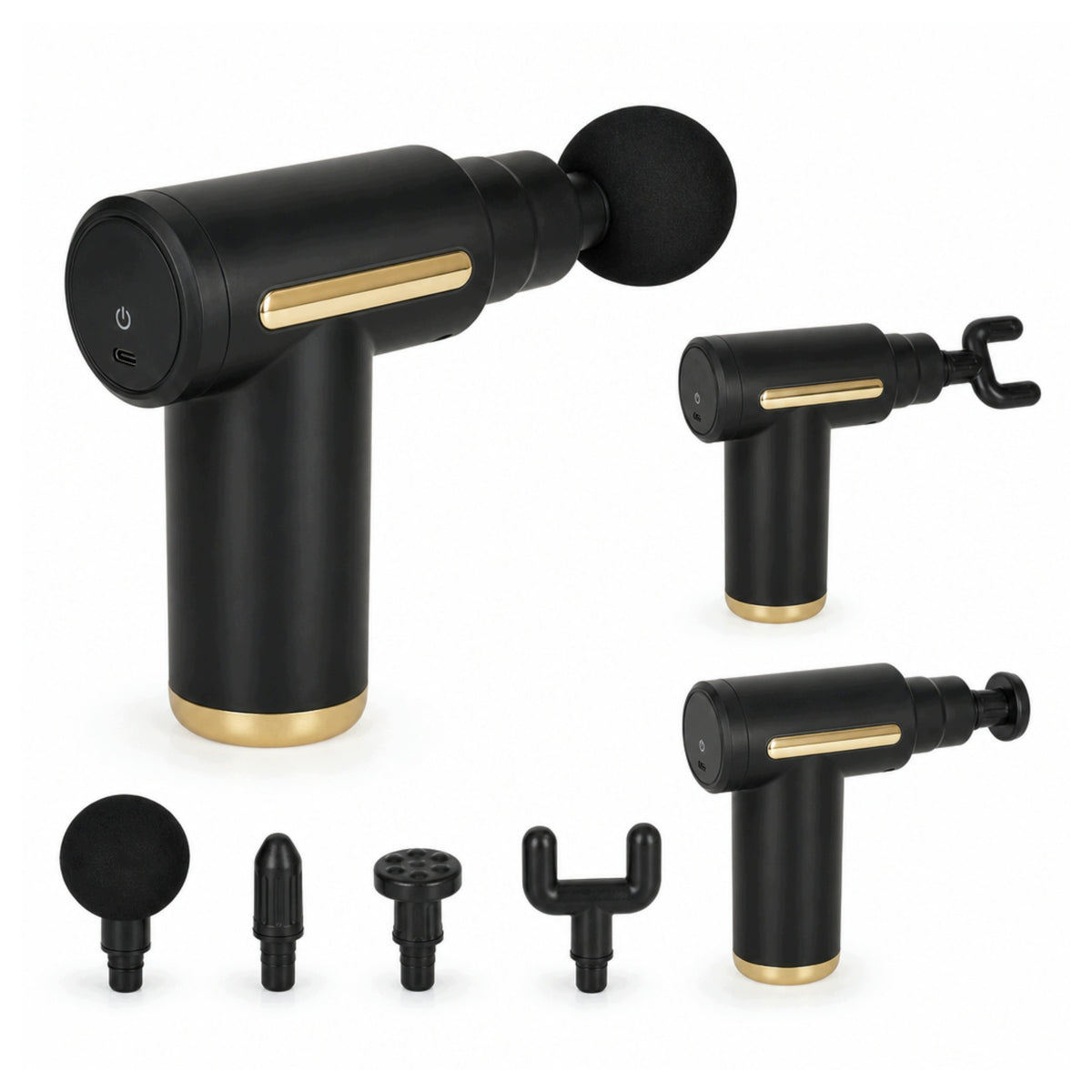 Massage Gun 4in1 Black With LED Tips - Comfortable Massage At Home