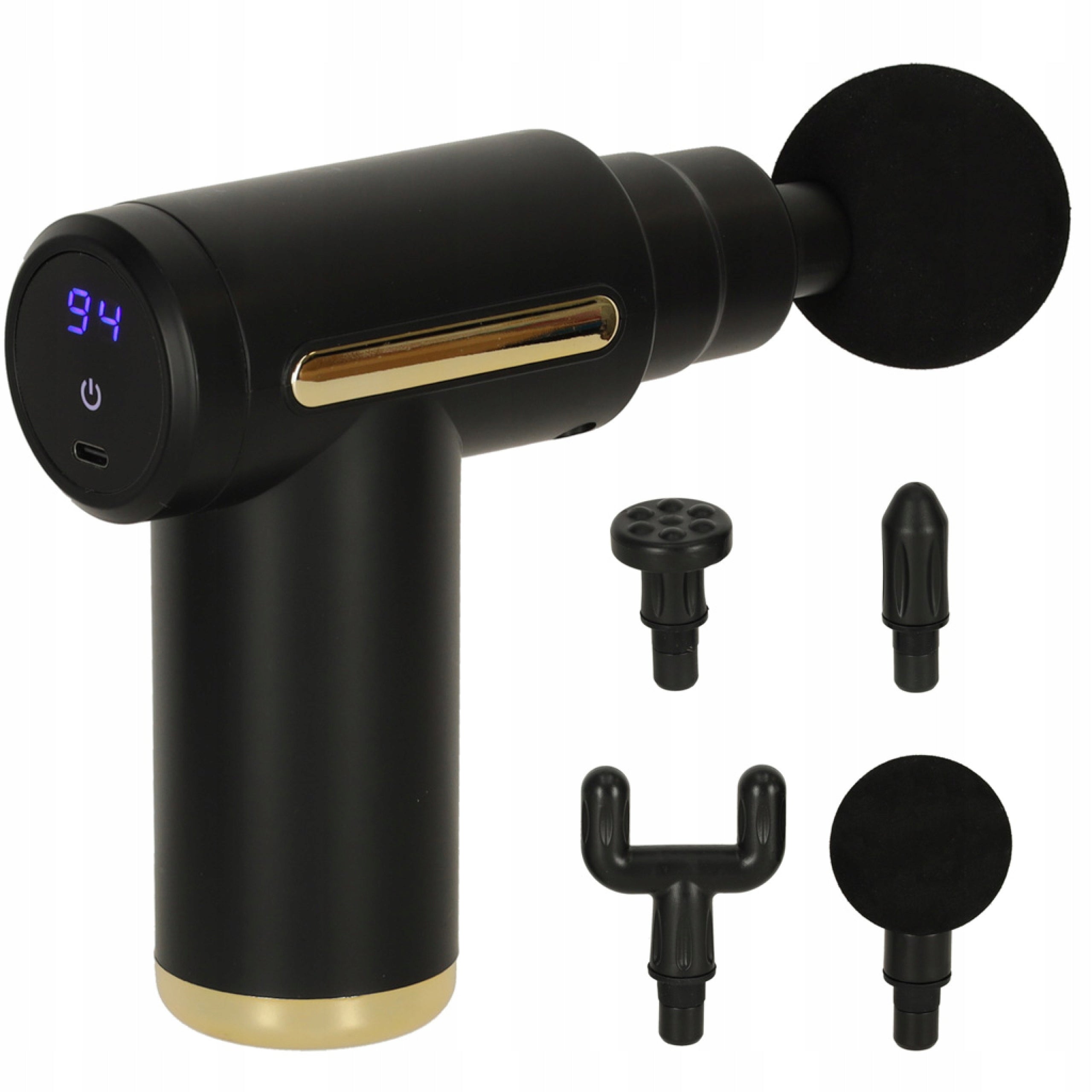 Massage Gun Body Back Massager LED 4in1 Black Kik
