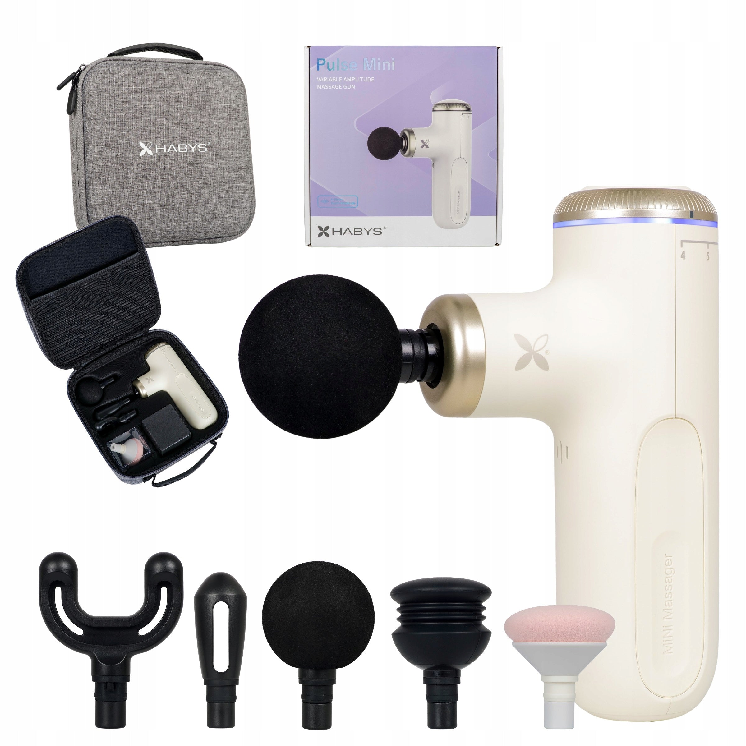 Massage Gun Electric Vibration Body Massager Pulse Mini Ivory