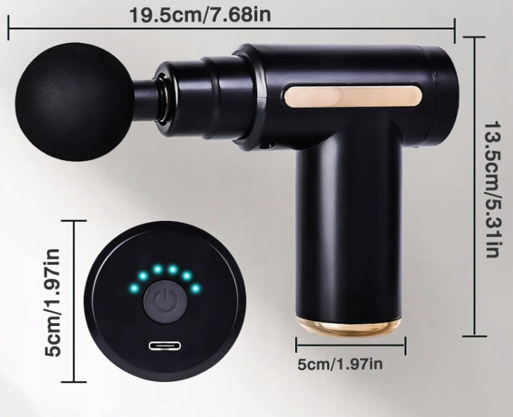 Massage Gun Mini Body Massager + Interchangeable Tips Color black