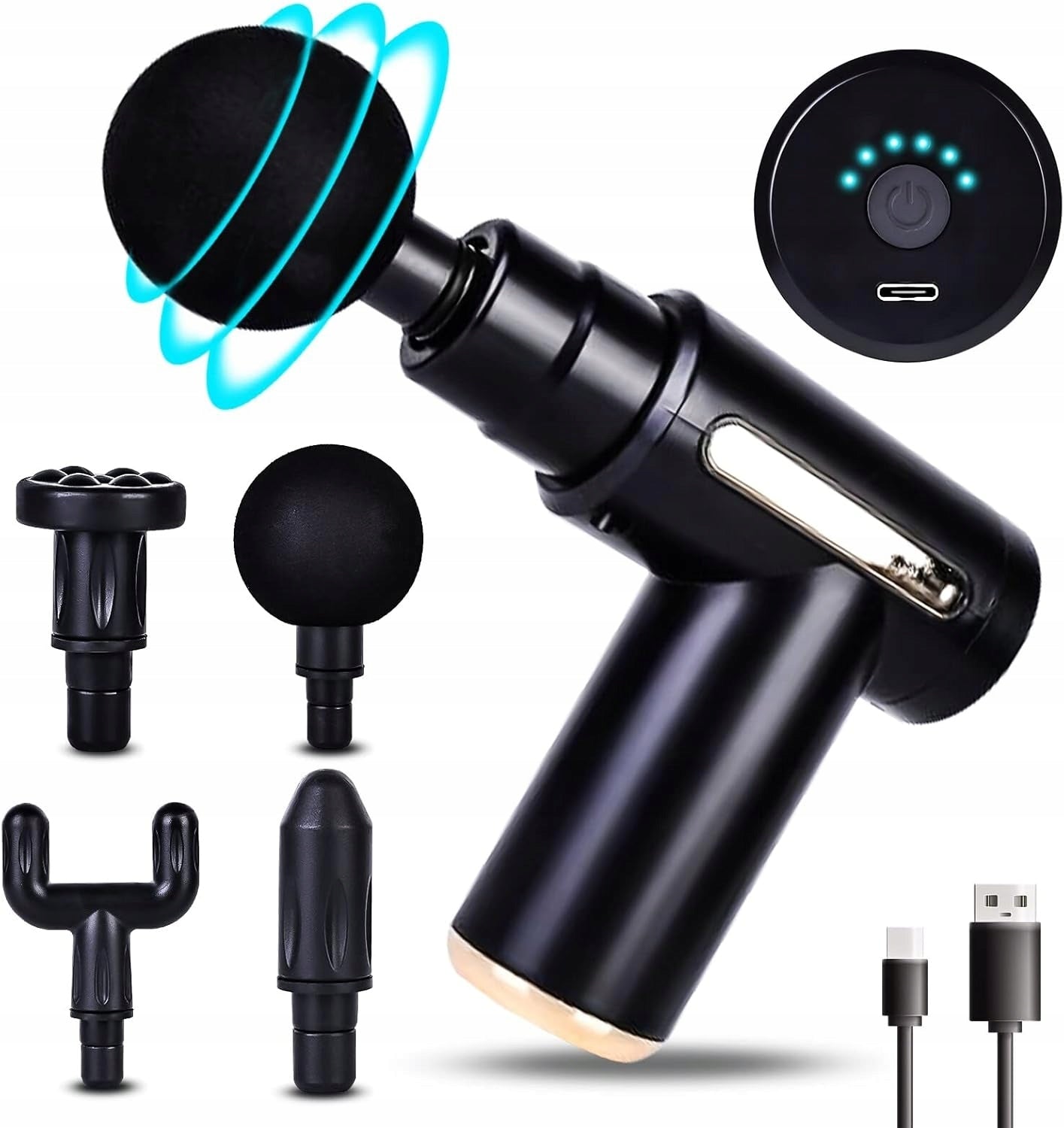 Massage Gun Mini Body Massager + Interchangeable Tips