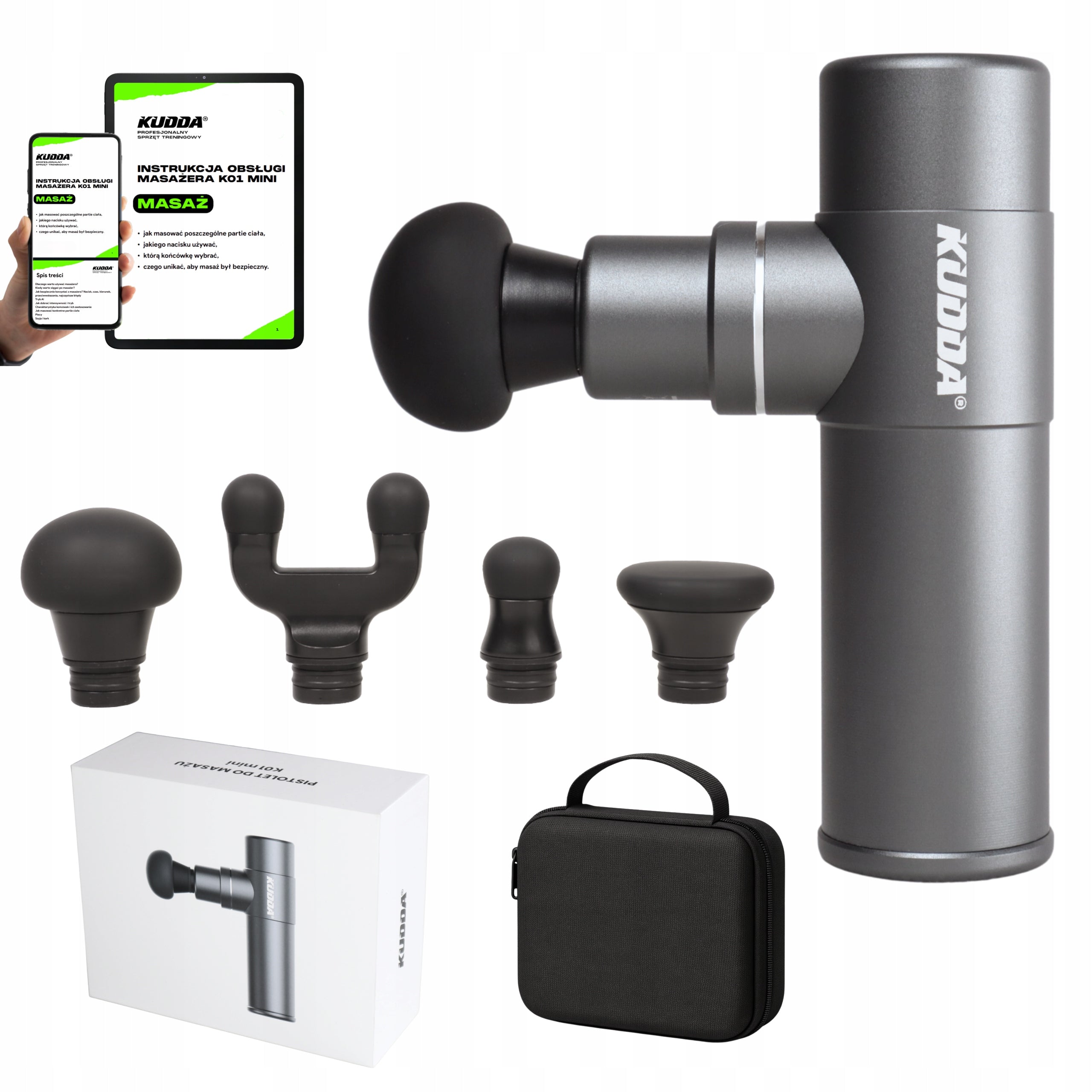 Massage Gun, Small Strong Metal Massager for Back, Feet and Body