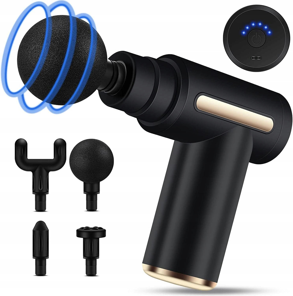 Massage Gun Vibration Massager Mini Massage Gun 4 Heads LED Bag