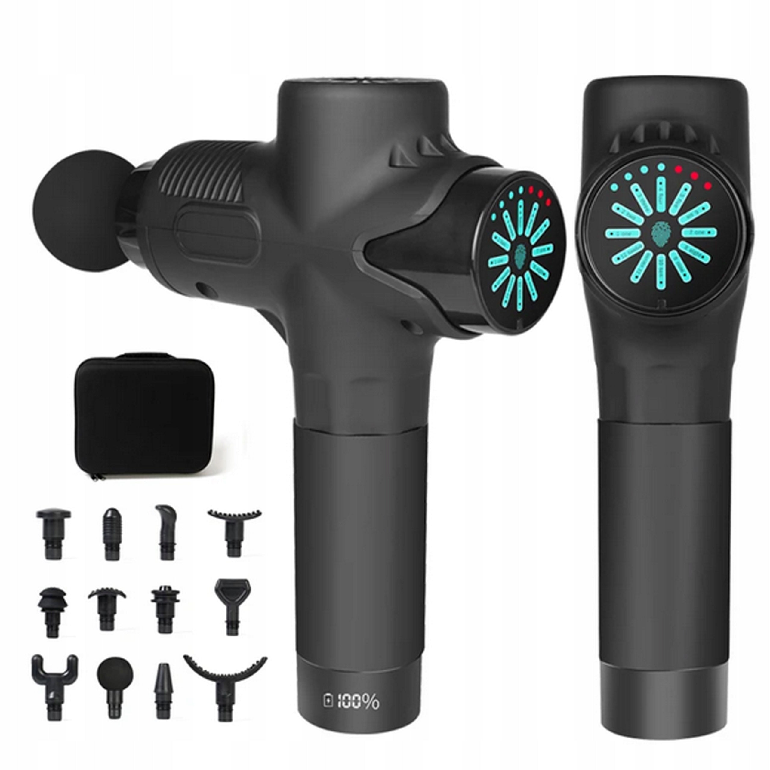 Massage Gun with 12 Tips Vibration Massager Set Black Muscles