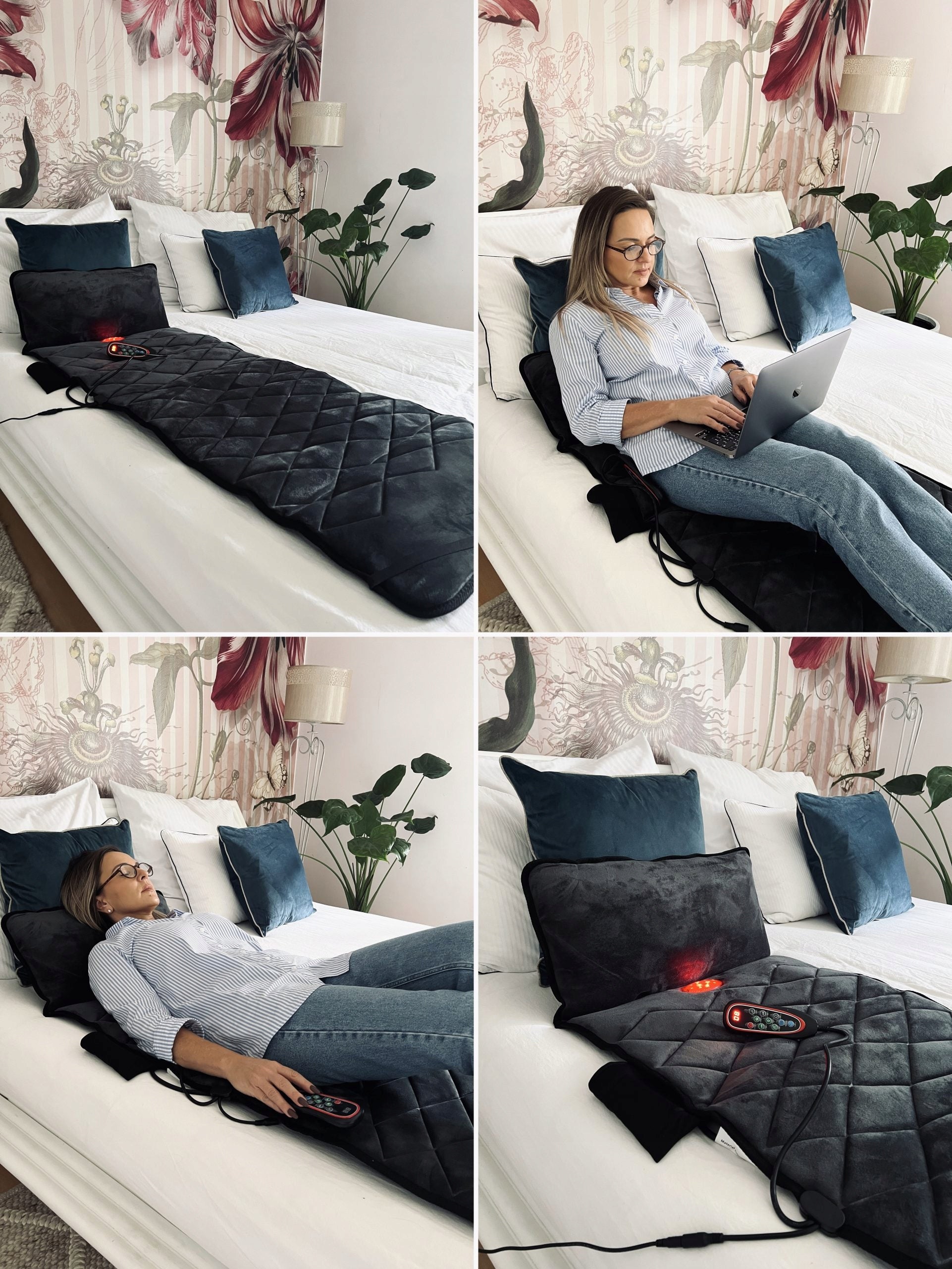 Massage Mat Massager Chair Massage Mattress for Back Body Color gray