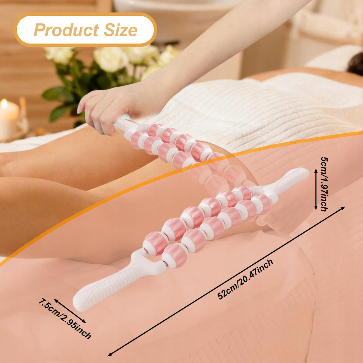 Massage Roller Rod Deep Tissue Sensory Integration Training Pink 2 Row Packaging status original