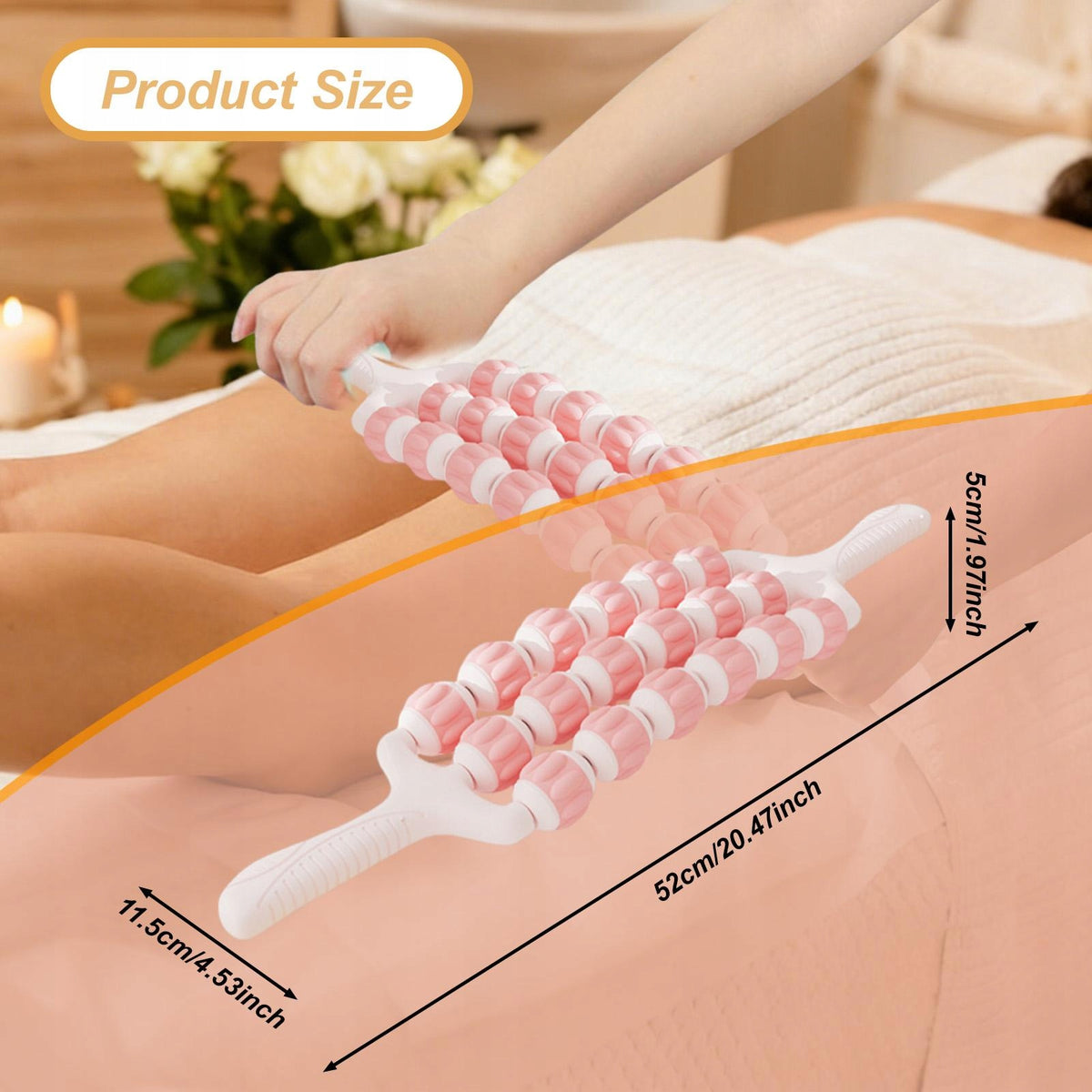 Massage Roller Rod Deep Tissue Sensory Integration Training Pink 3 Row Packaging status original