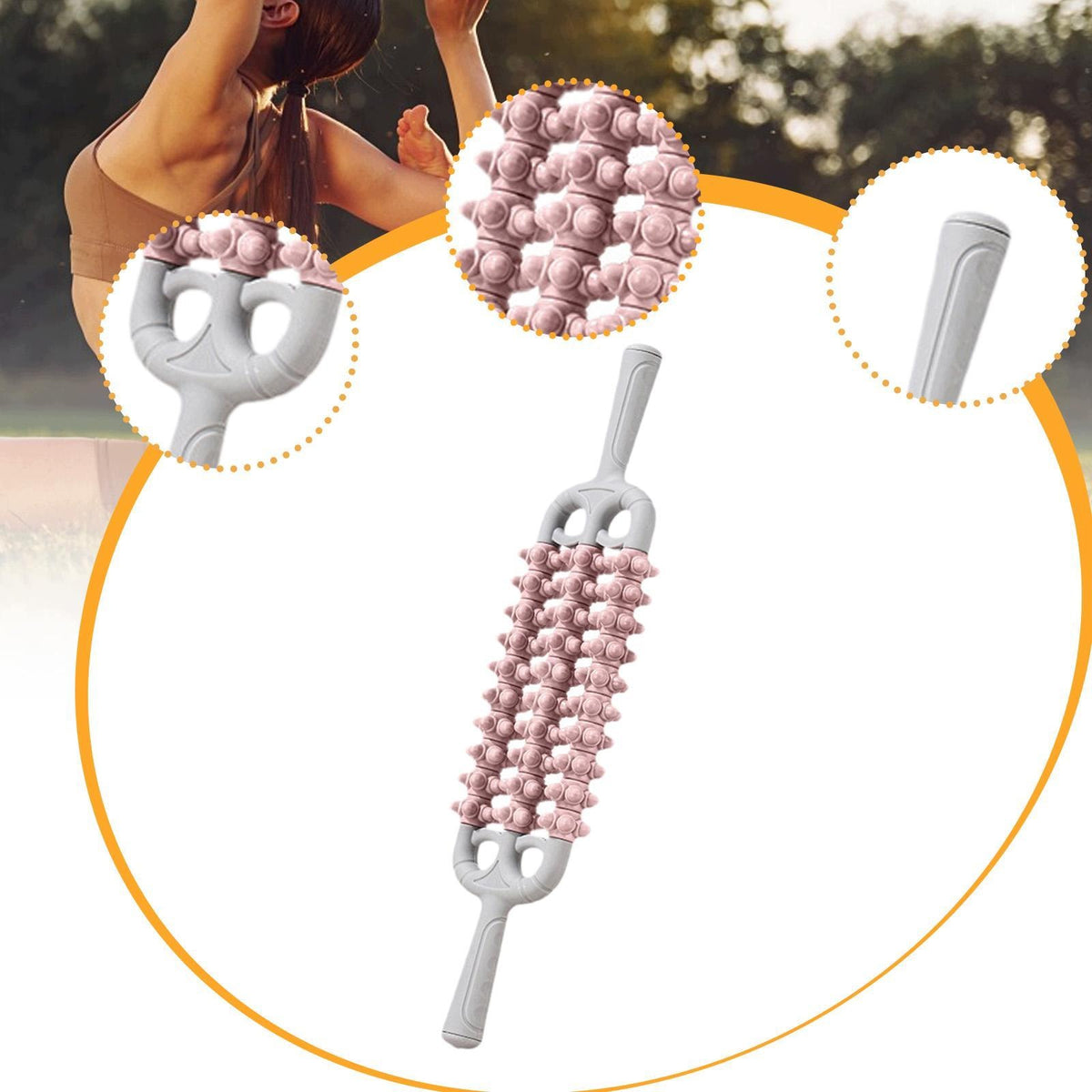 Massage Roller Stick Muscle Relaxation Lightweight Handheld Calf Pink Packaging status original