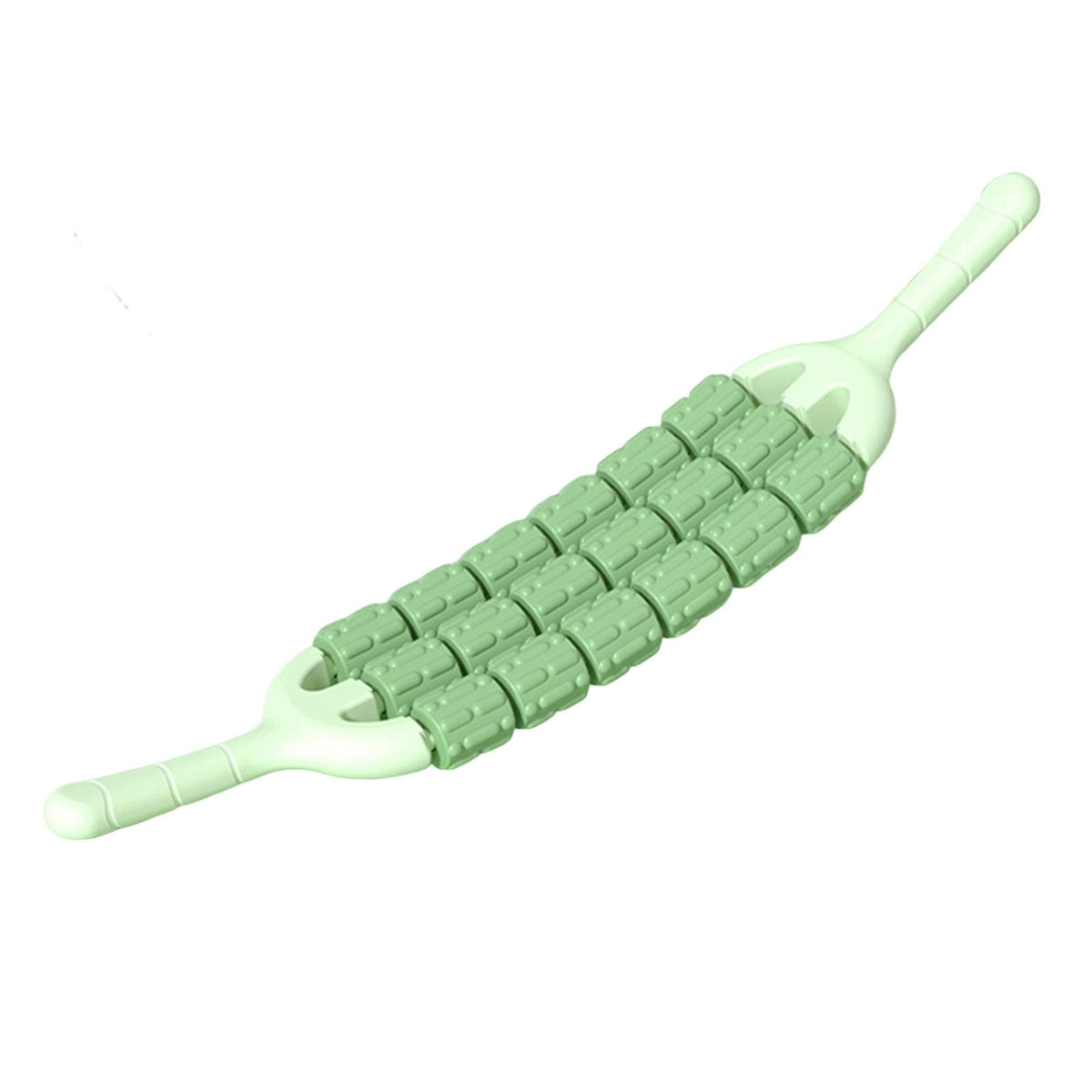 Massage Roller Stick Three Row Comfortable Multiuse Handheld Training green