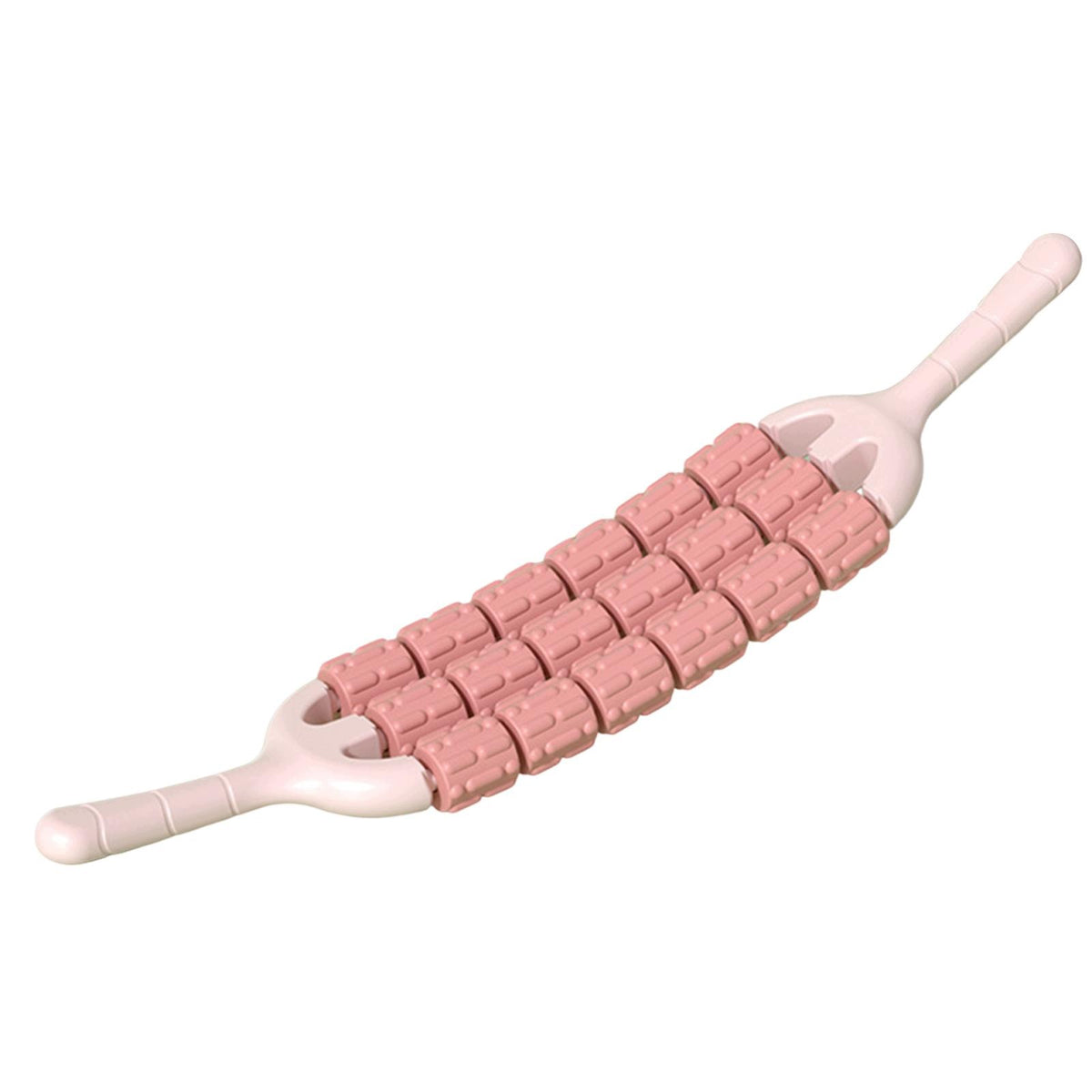 Massage Roller Stick Three Row Comfortable Multiuse Handheld Training pink