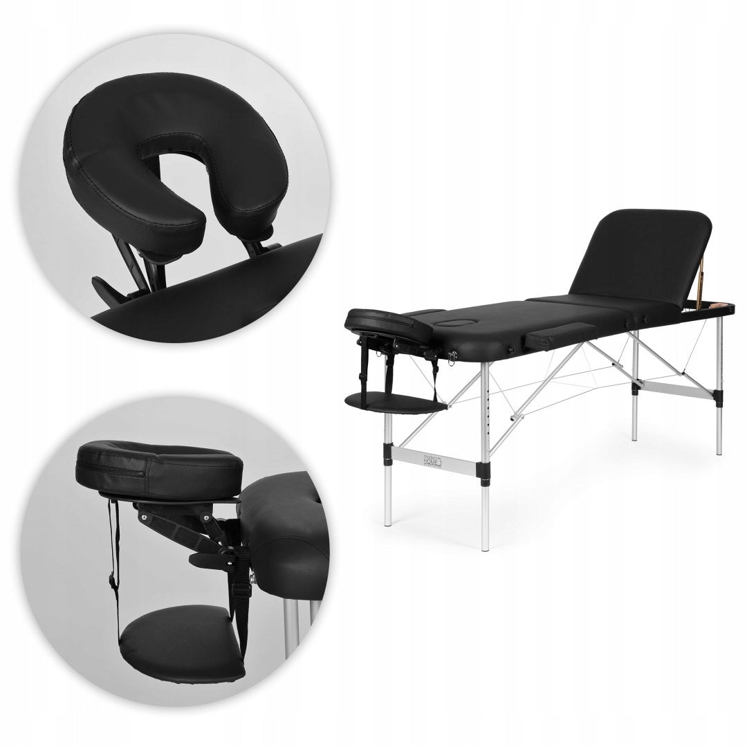 Massage Table Folding Aluminum 3 Segment Rehabilitation Bag Black Manufacturer code stół do masażu 3-segmenty aluminiowy czarny