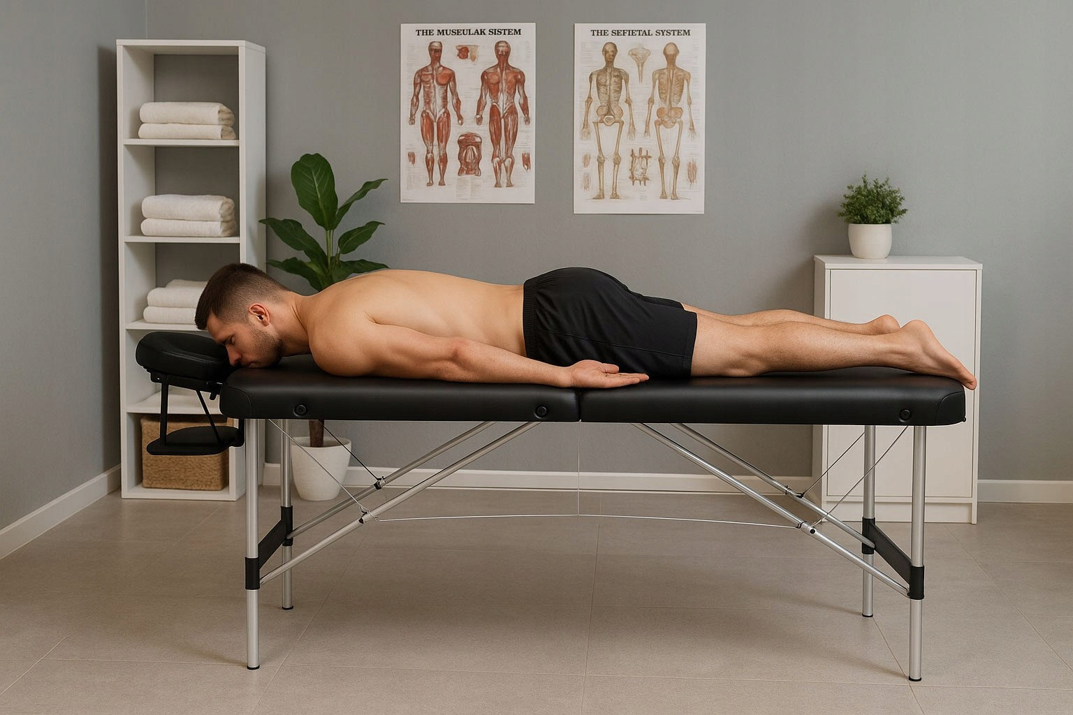 Massage Table Folding Aluminum 3 Segment Rehabilitation Bag Black Packaging status original