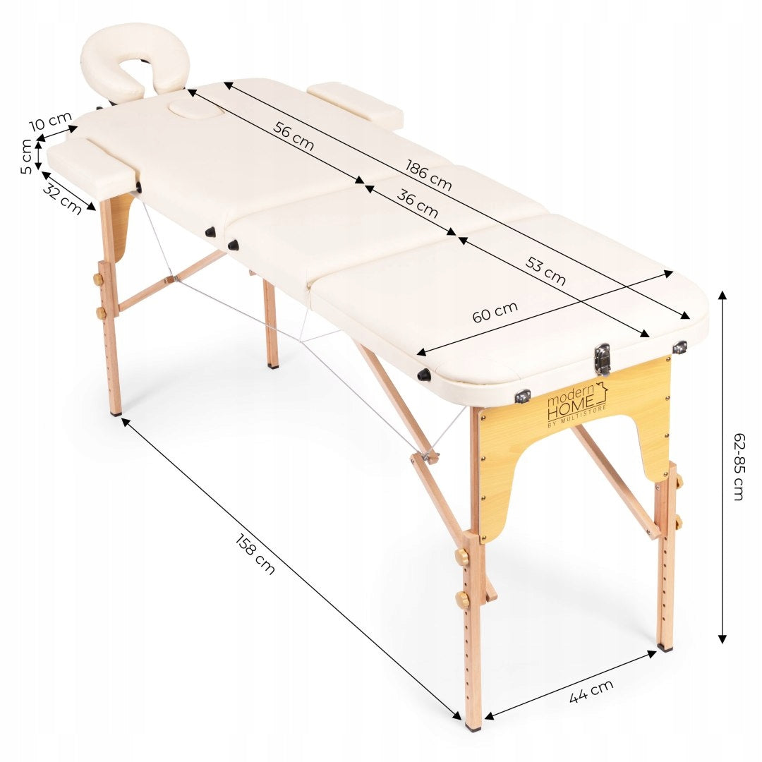 Massage Table Folding Wooden 3 Segment Rehabilitation With Bag White Brand no brand