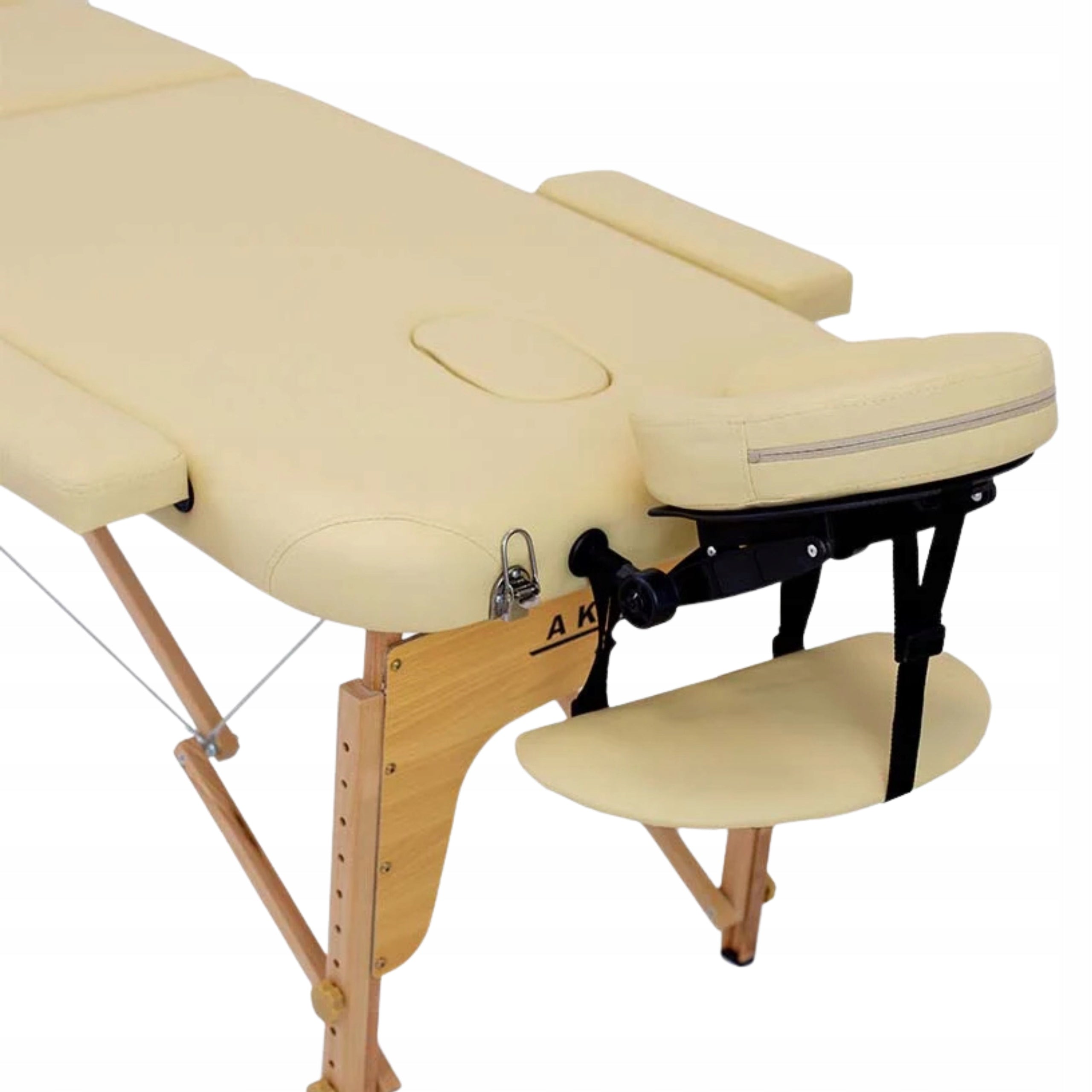 Massage Table Wooden Three Segment Akito Bark Beige Brand no brand