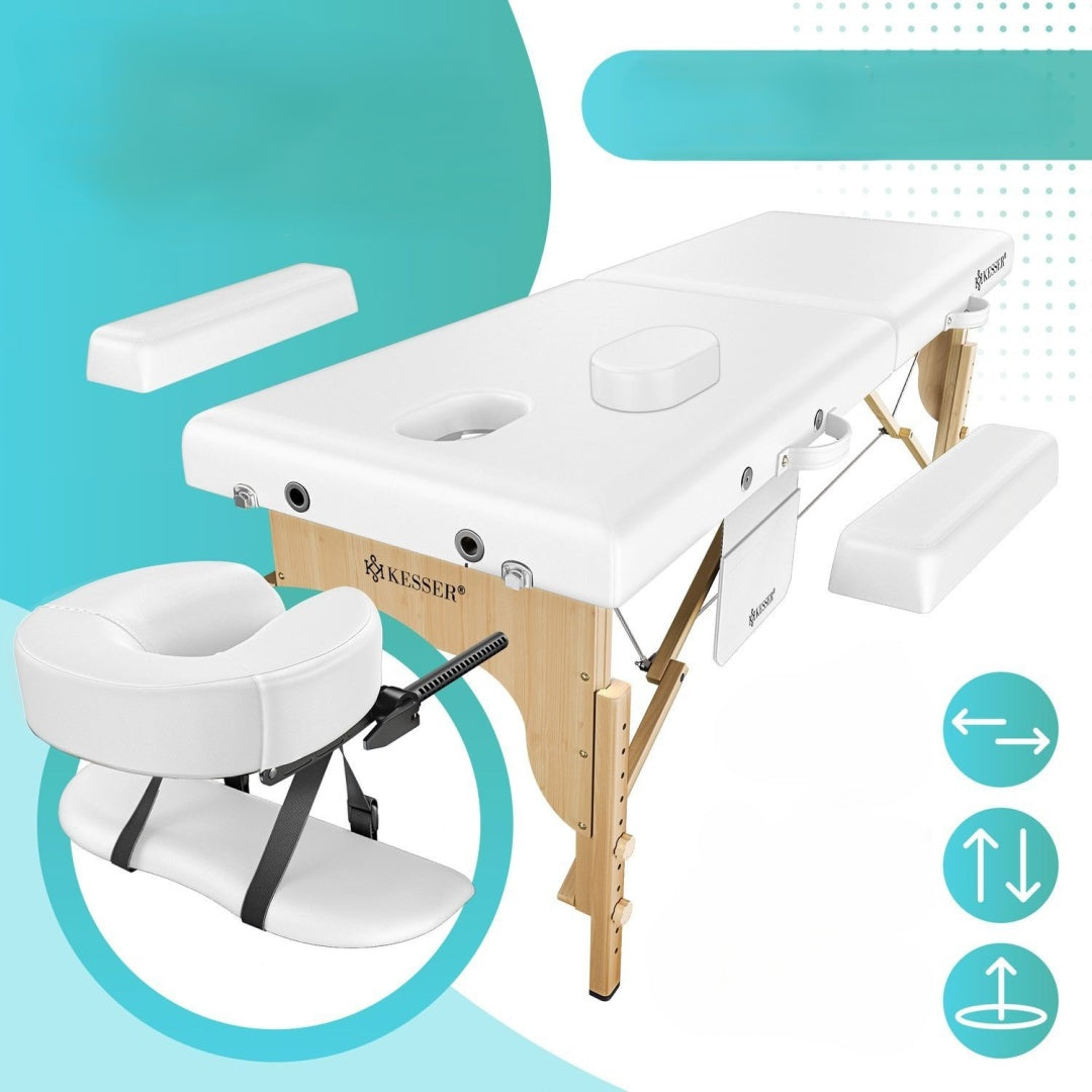 Massage bed table with headrest 210 cm - white Packaging status original