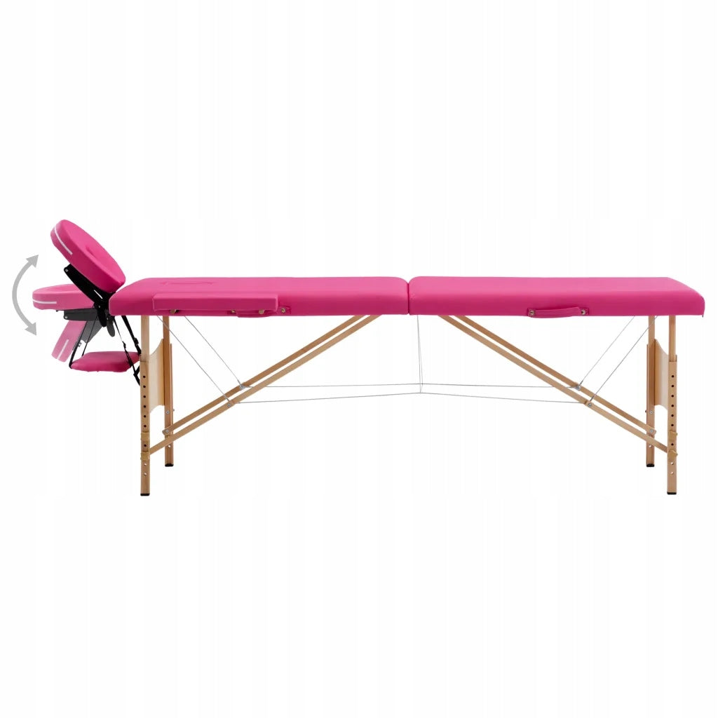 Massage folding table, pink, 2-zone, 191x70cm Color pink