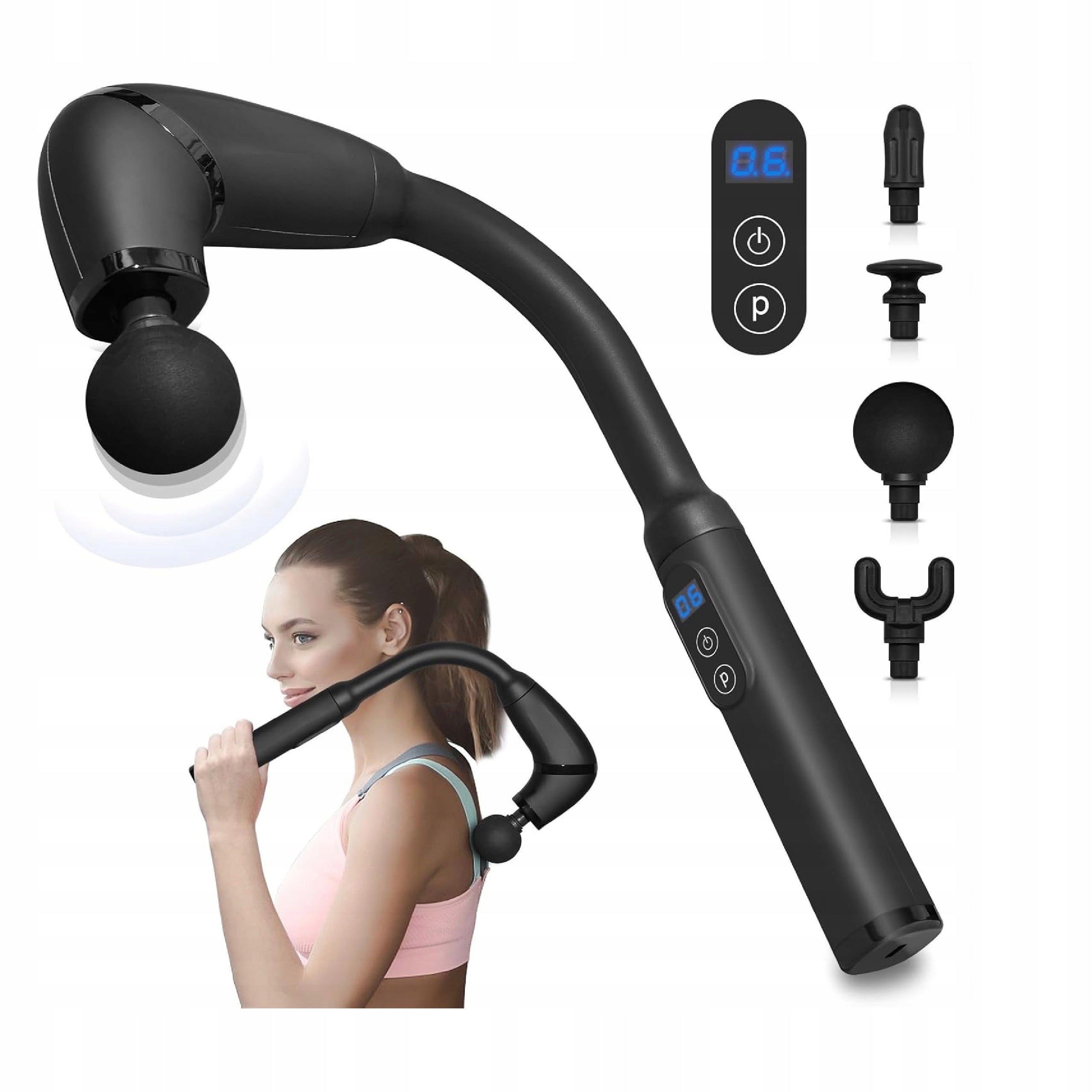 Massage gun with handle BIBIRE 6 gears LCD 4 heads body regeneration