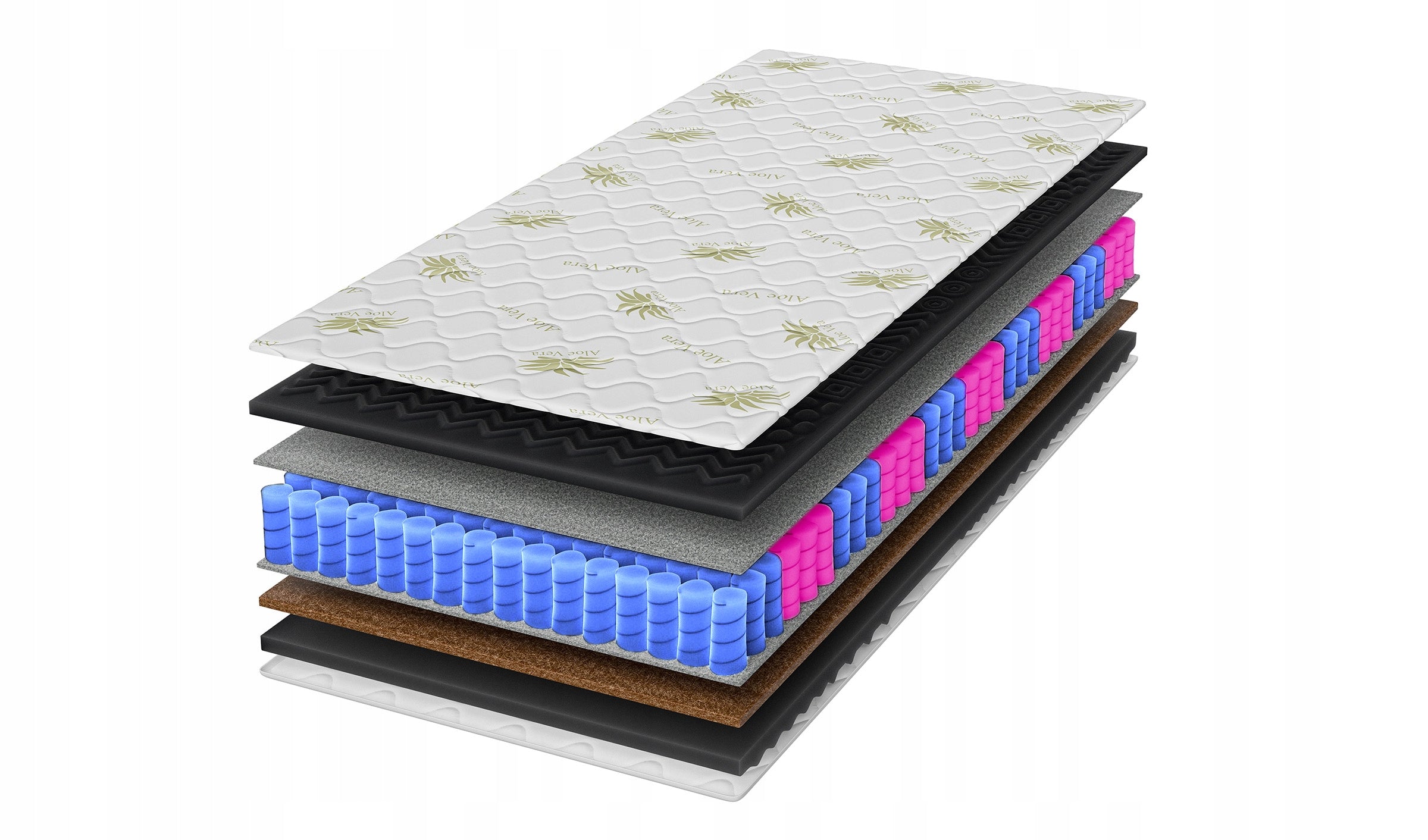 Massage mattress 160x200 Aloe Vera PREMIUM BLACK 24cm luxury ECO coconut H3H4 Brand Nowoczesne Materace