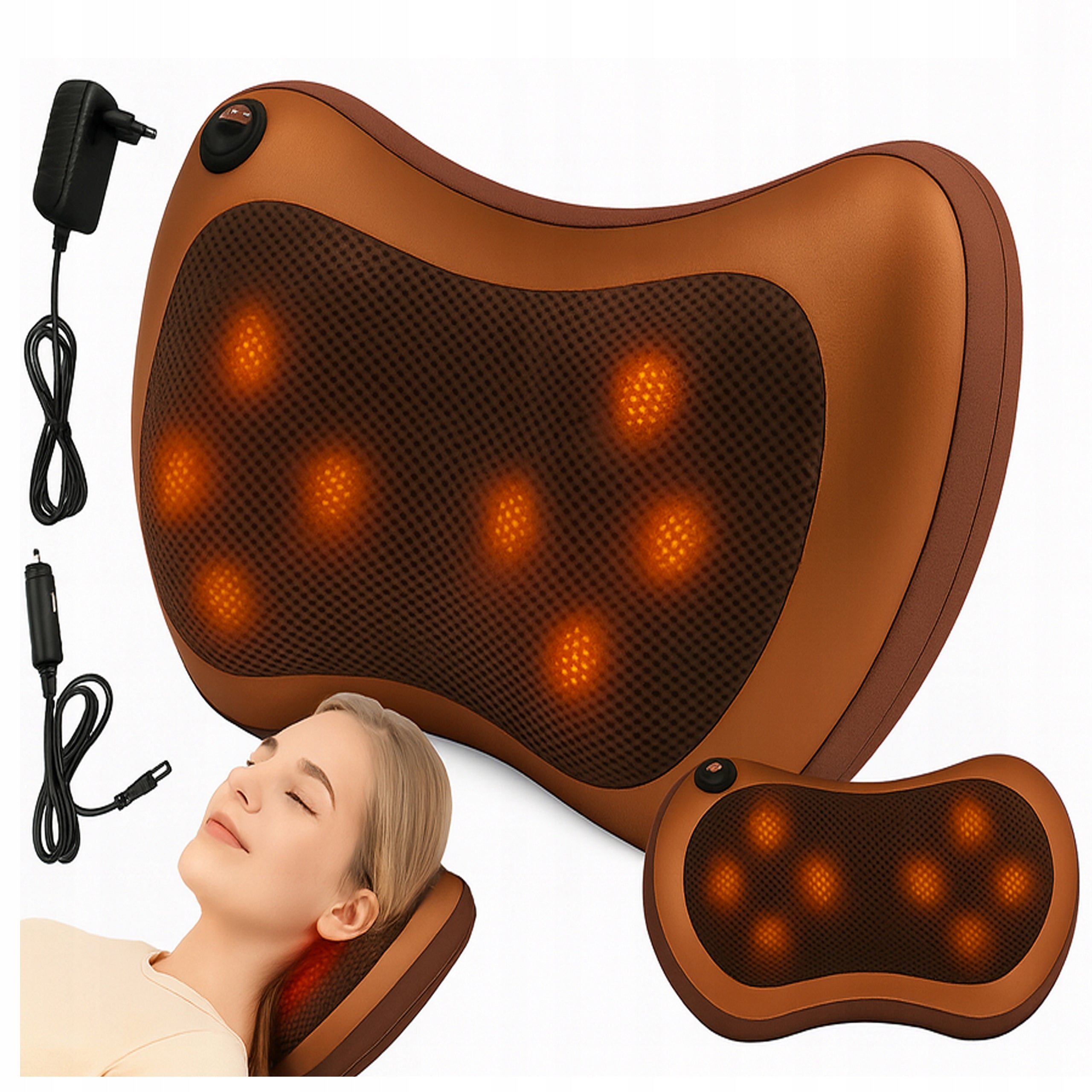 Massage pillow, heating massager for back, neck, body, legs
