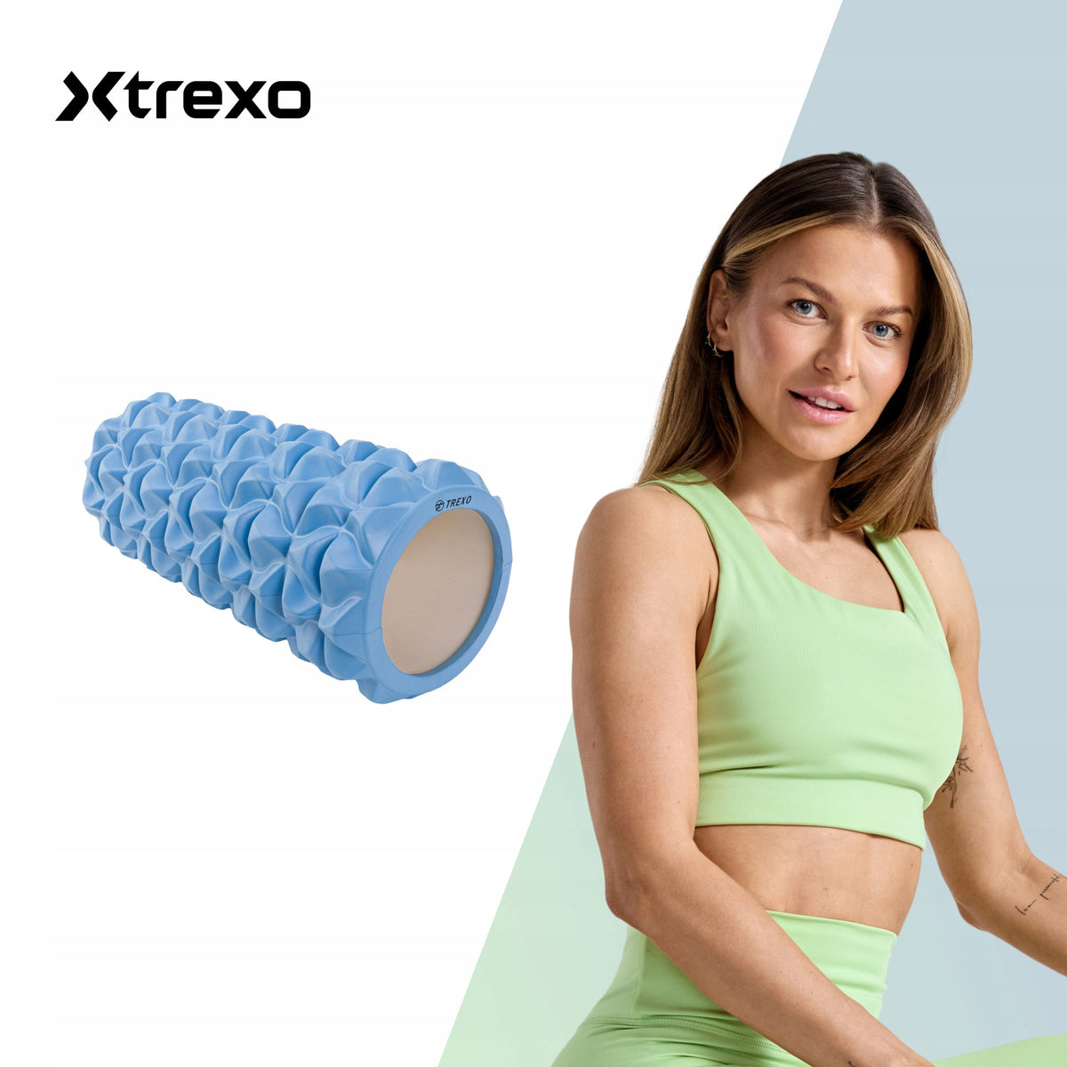 Massage roller XTREXO EVA PVC blue with projections Durable AFTER TRAINING Manufacturer code MR-EV01N
