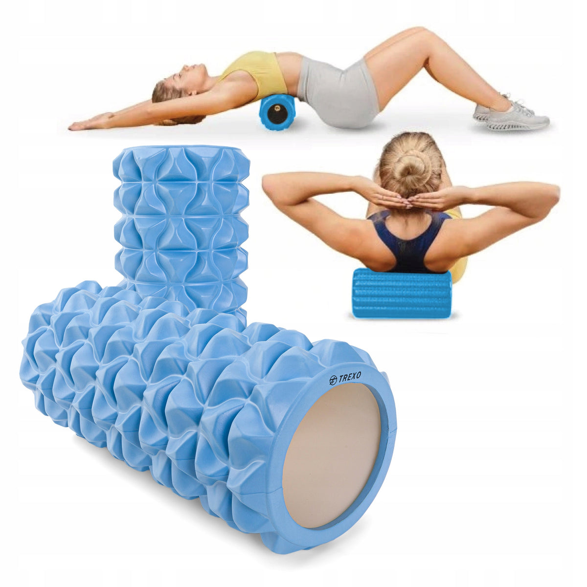 Massage roller XTREXO EVA PVC blue with projections Durable AFTER TRAINING